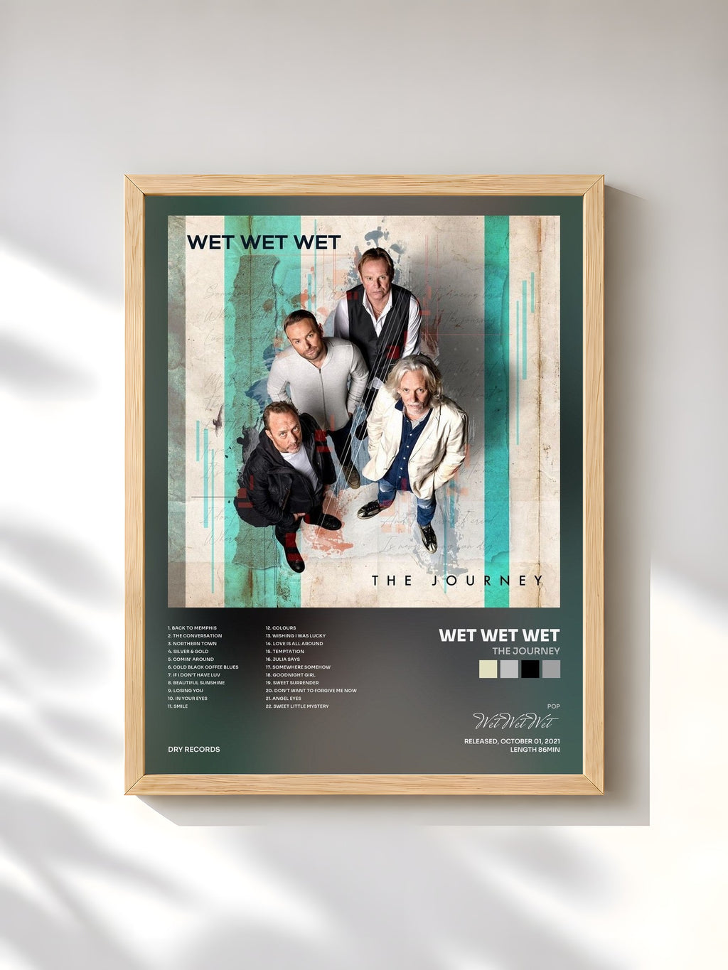 #bois Tableau de l'album The Journey de Wet Wet Wet, cadre en bois brut, imprimé et encadré en France