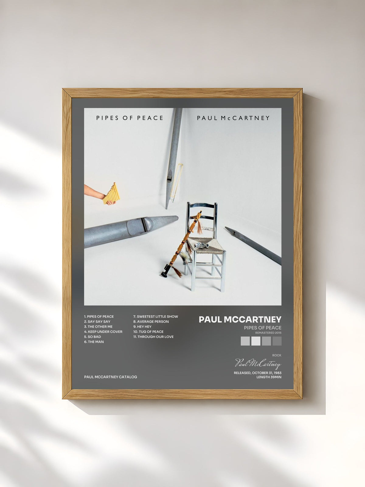 #bois Tableau de l'album Pipes Of Peace (Remastered 2015) de Paul McCartney, cadre en bois brut, imprimé et encadré en France