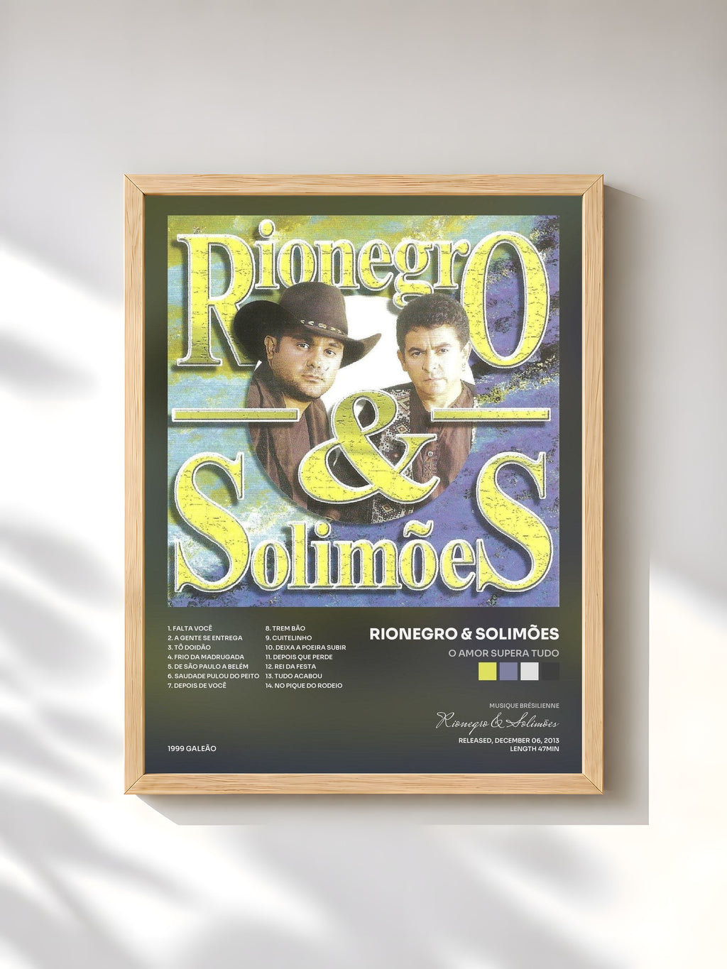 #bois Tableau de l'album O Amor Supera Tudo de Rionegro & Solimões, cadre en bois brut, imprimé et encadré en France