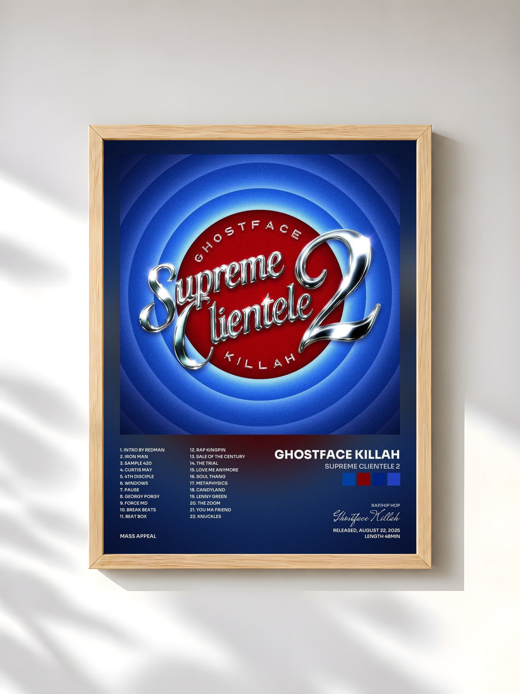 #bois Tableau de l'album Supreme Clientele 2 de Ghostface Killah, cadre en bois brut, imprimé et encadré en France
