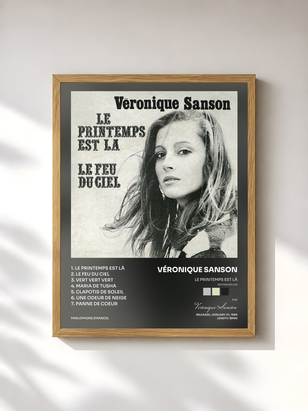 #bois Tableau de l'album Le printemps est là (Edition Deluxe) de Véronique Sanson, cadre en bois brut, imprimé et encadré en France
