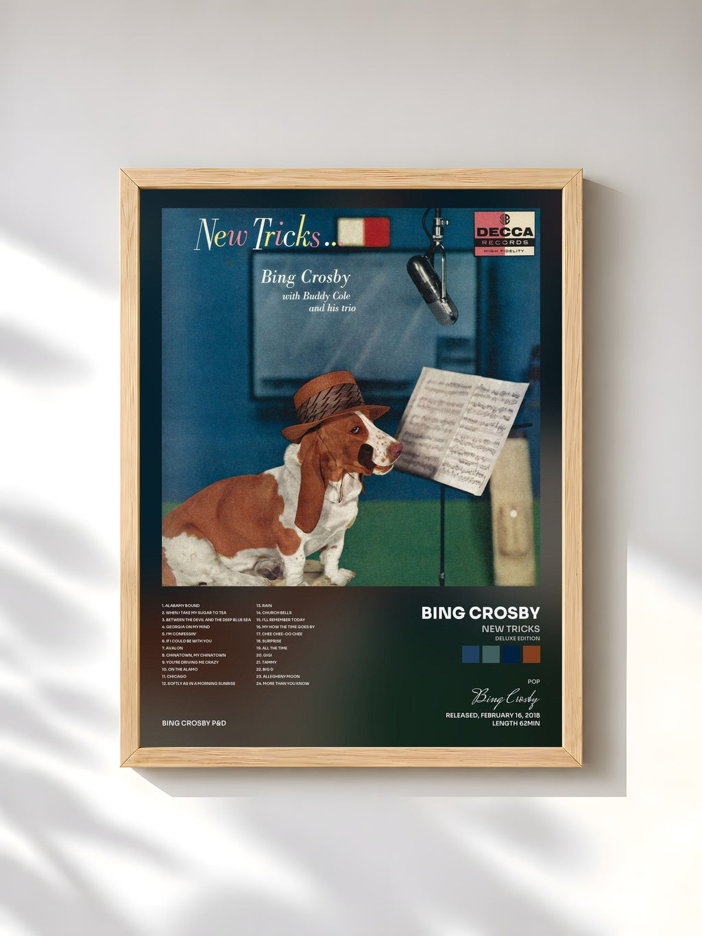 #bois Tableau de l'album New Tricks (Deluxe Edition) de Bing Crosby, cadre en bois brut, imprimé et encadré en France