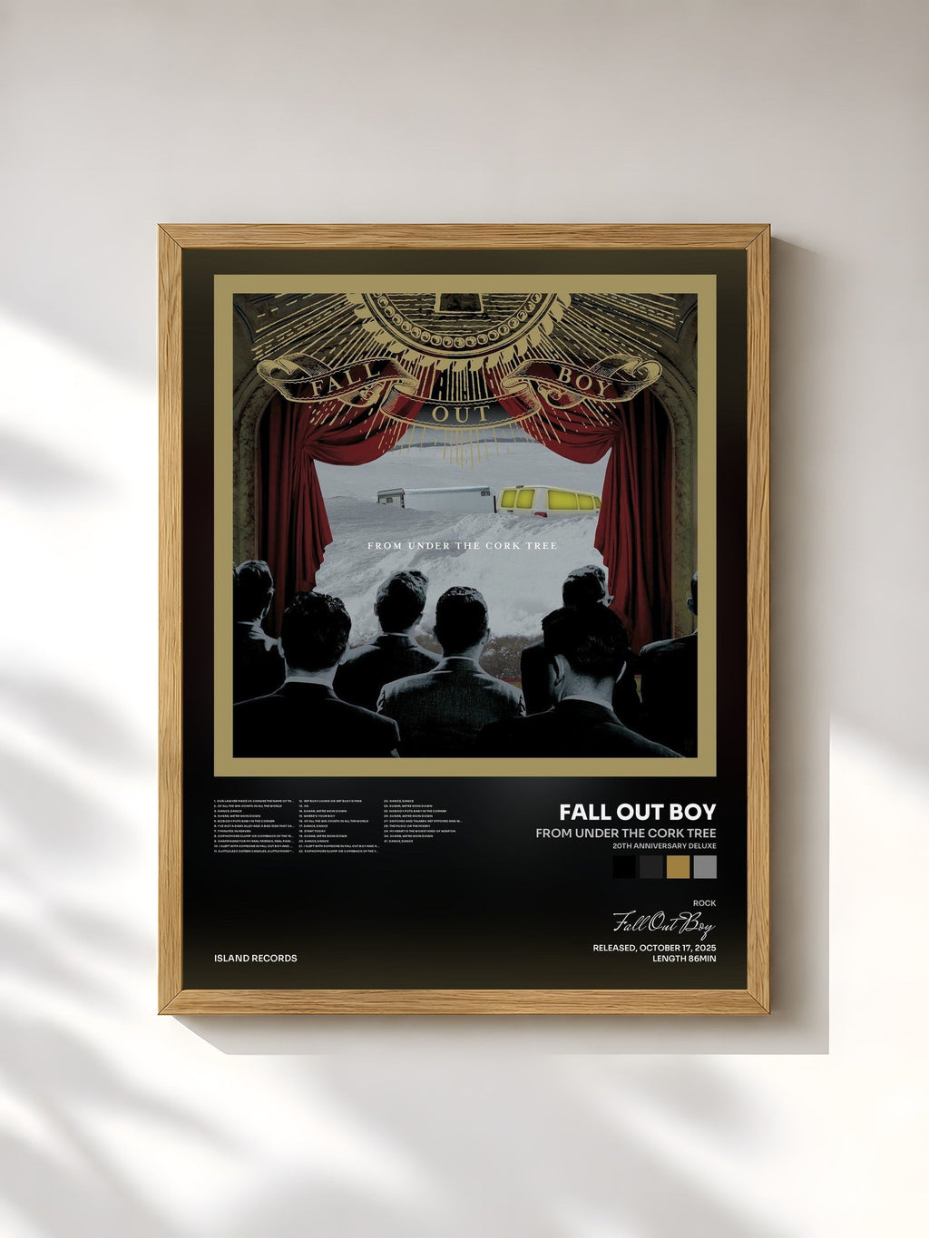 #bois Tableau de l'album From Under The Cork Tree (20th Anniversary Deluxe) de Fall Out Boy, cadre en bois brut, imprimé et encadré en France