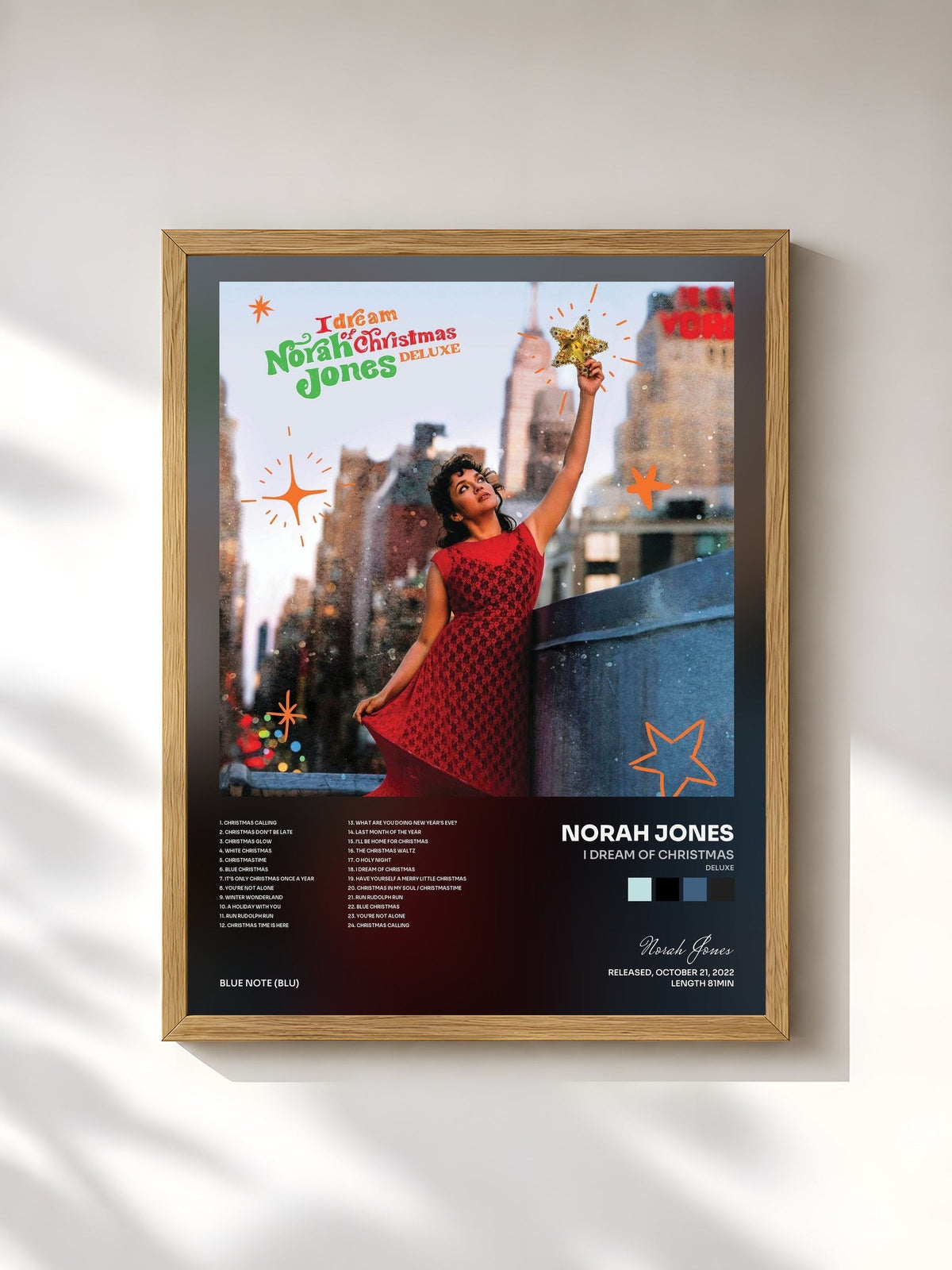 #bois Tableau de l'album I Dream Of Christmas (Deluxe) de Norah Jones, cadre en bois brut, imprimé et encadré en France