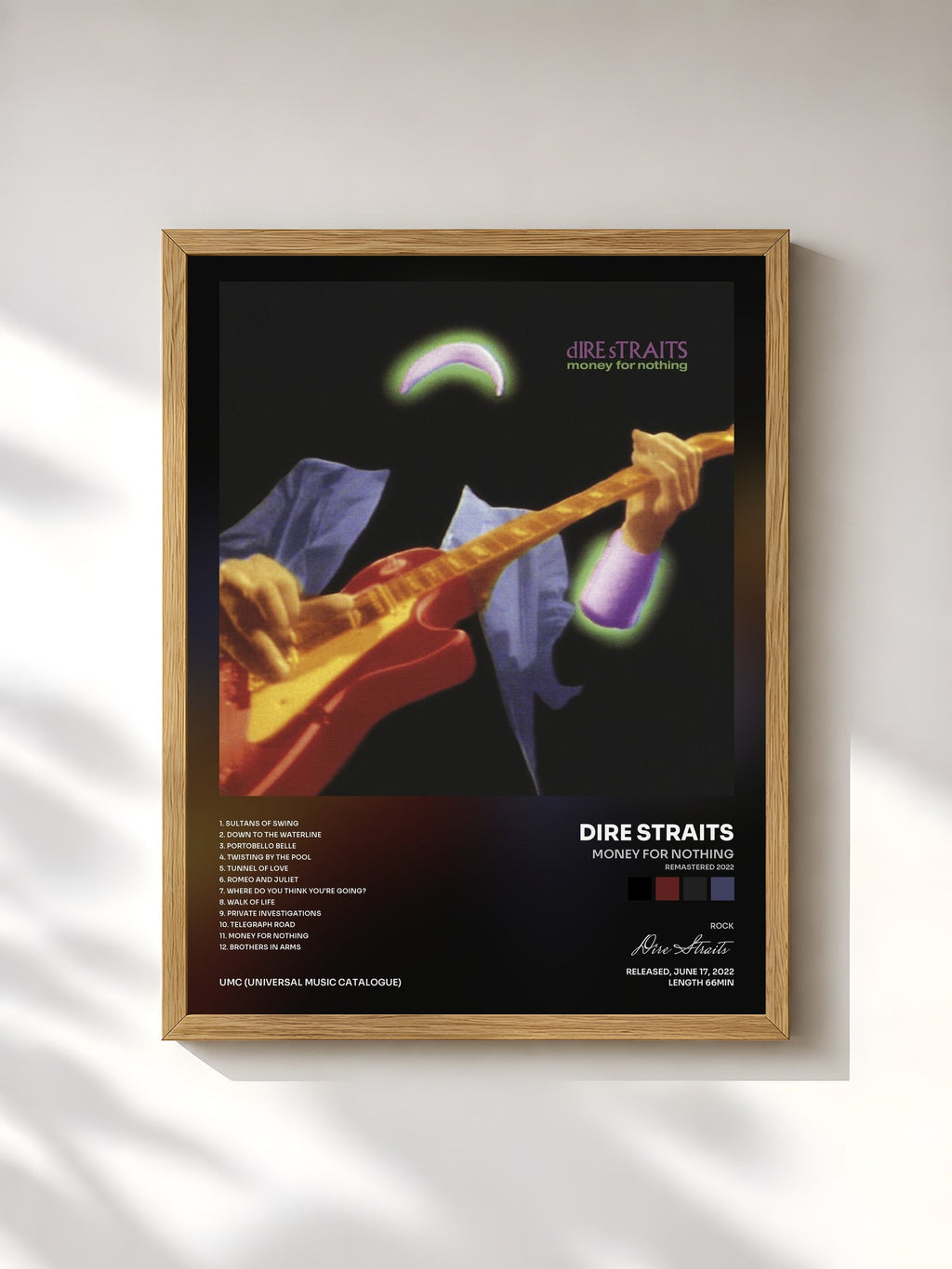 #bois Tableau de l'album Money For Nothing (Remastered 2022) de Dire Straits, cadre en bois brut, imprimé et encadré en France