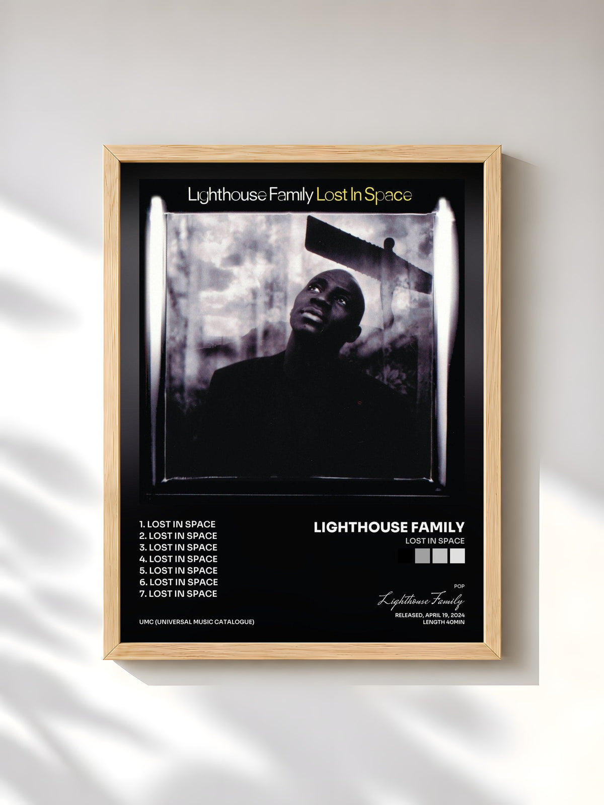 #bois Tableau de l'album Lost In Space de Lighthouse Family, cadre en bois brut, imprimé et encadré en France