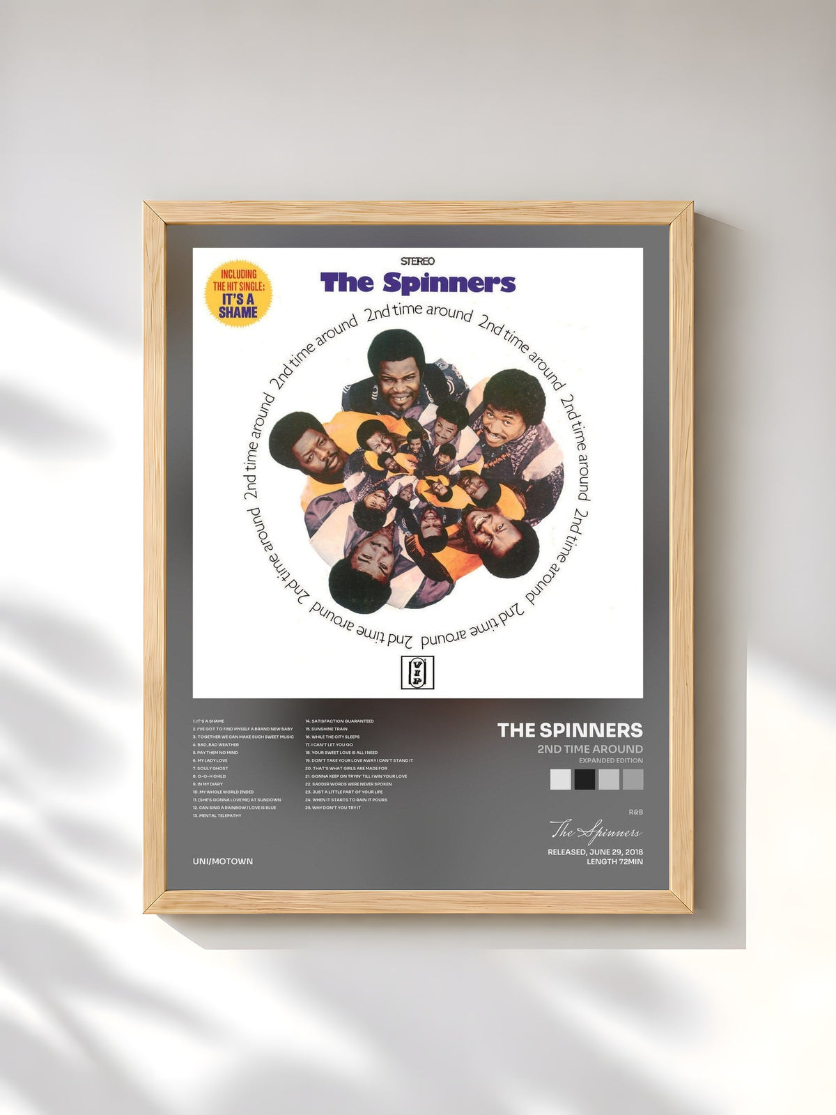 #bois Tableau de l'album 2nd Time Around (Expanded Edition) de The Spinners, cadre en bois brut, imprimé et encadré en France
