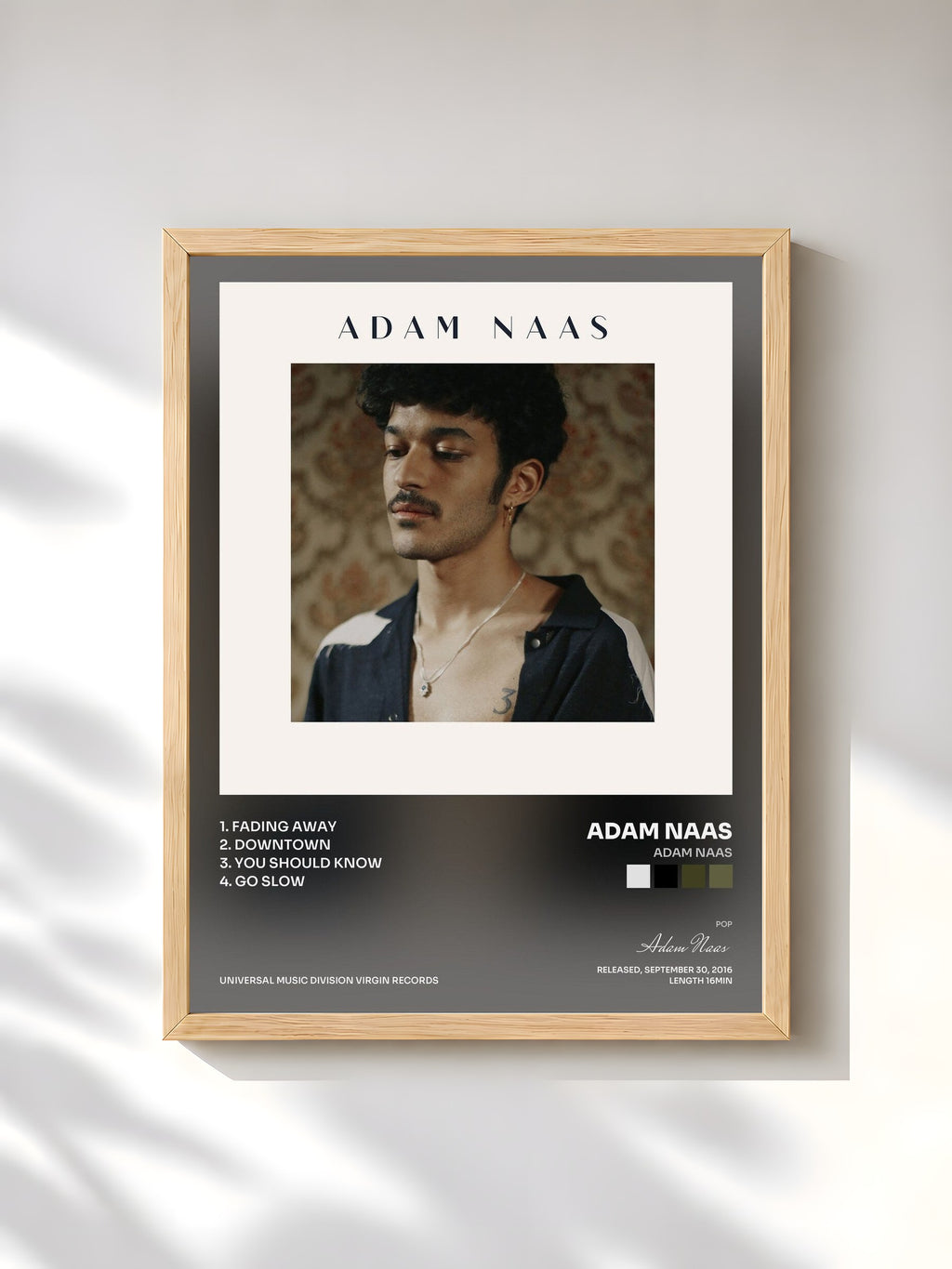 #bois Tableau de l'album Adam Naas de Adam Naas, cadre en bois brut, imprimé et encadré en France