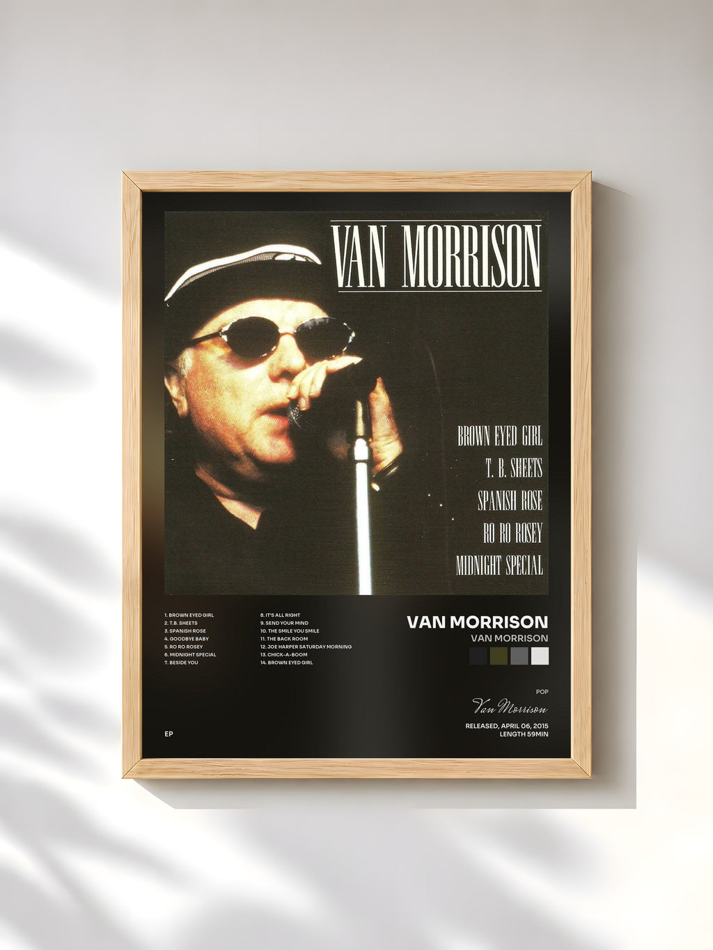 #bois Tableau de l'album Van Morrison de Van Morrison, cadre en bois brut, imprimé et encadré en France