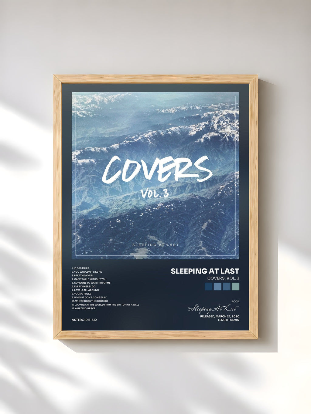 #bois Tableau de l'album Covers, Vol. 3 de Sleeping At Last, cadre en bois brut, imprimé et encadré en France