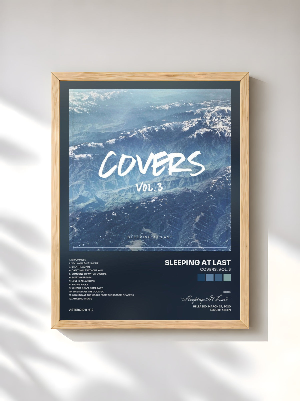 #bois Tableau de l'album Covers, Vol. 3 de Sleeping At Last, cadre en bois brut, imprimé et encadré en France