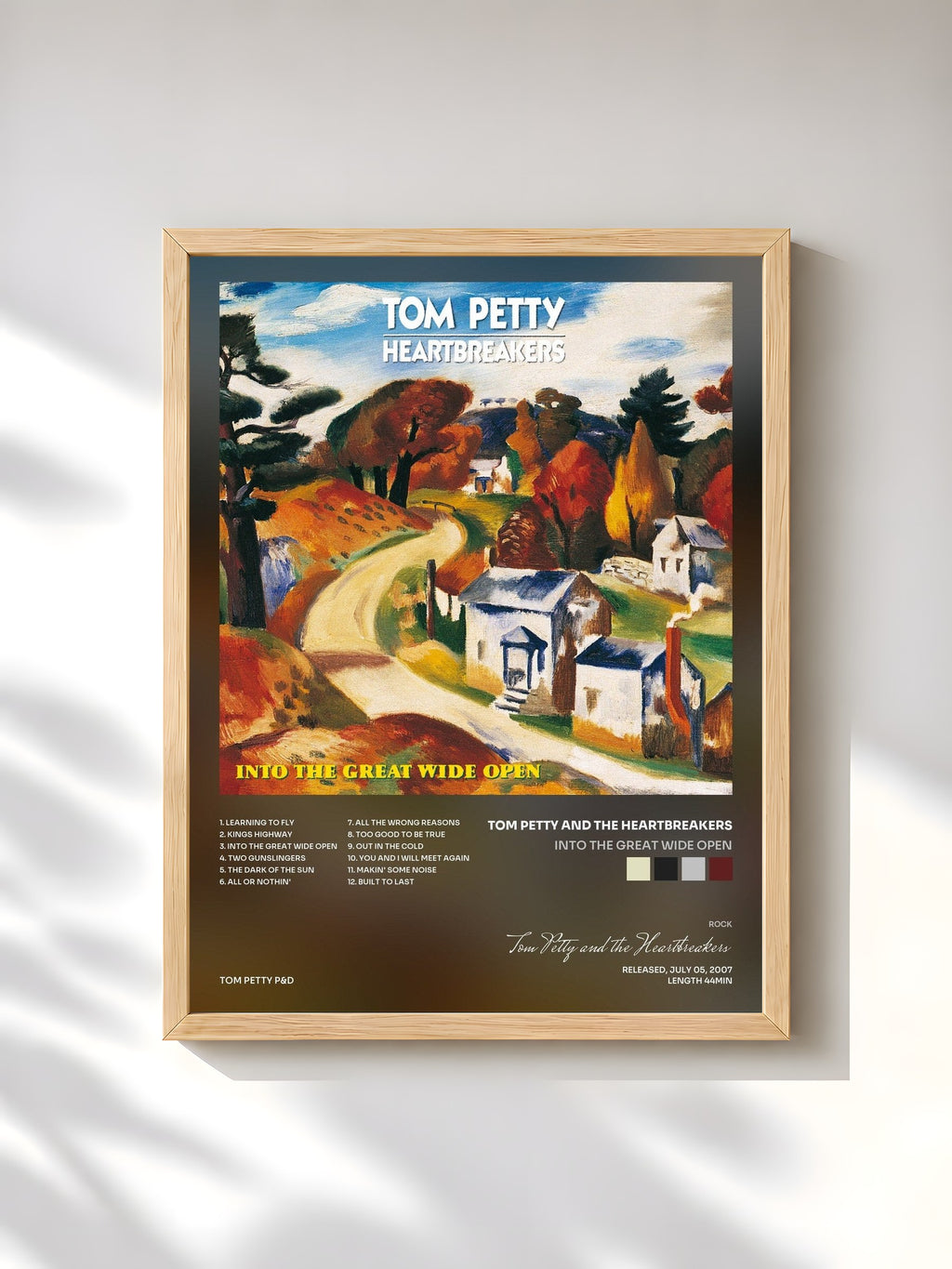 #bois Tableau de l'album Into The Great Wide Open de Tom Petty and the Heartbreakers, cadre en bois brut, imprimé et encadré en France