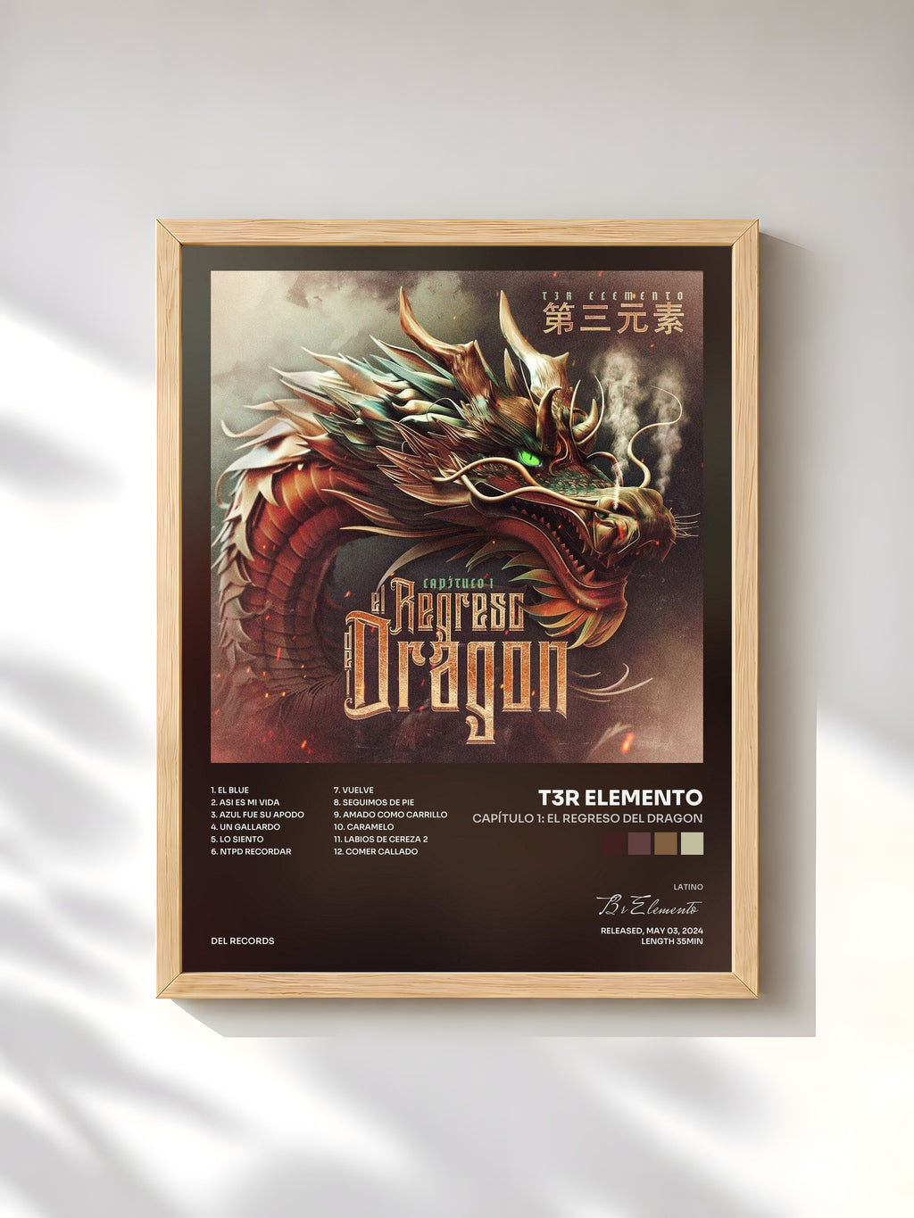 #bois Tableau de l'album Capítulo 1: El Regreso Del Dragon de T3r Elemento, cadre en bois brut, imprimé et encadré en France