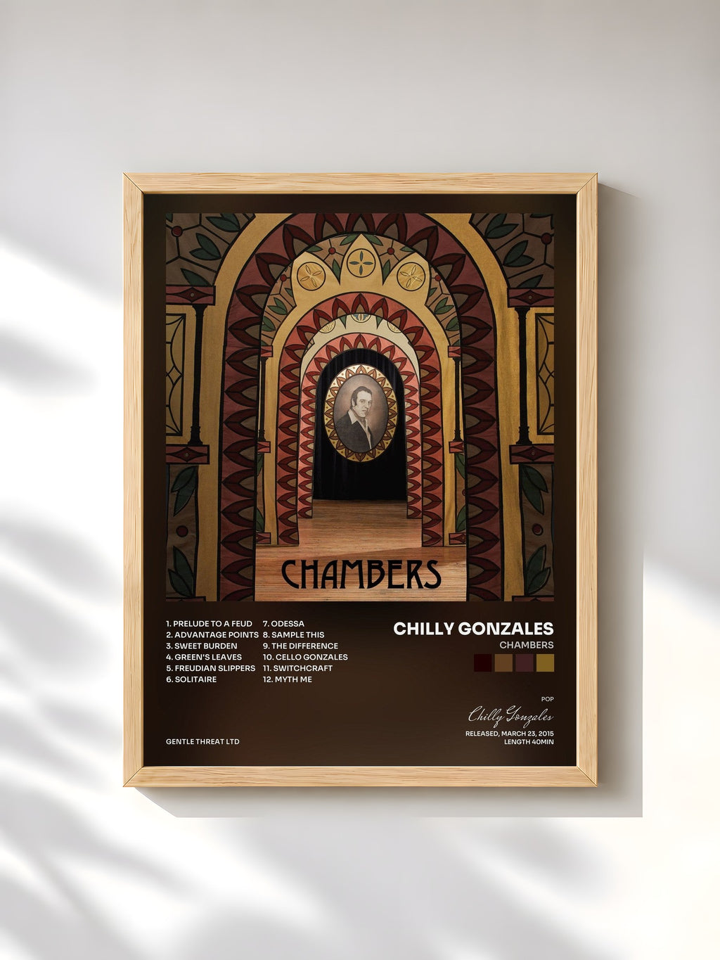 #bois Tableau de l'album Chambers de Chilly Gonzales, cadre en bois brut, imprimé et encadré en France