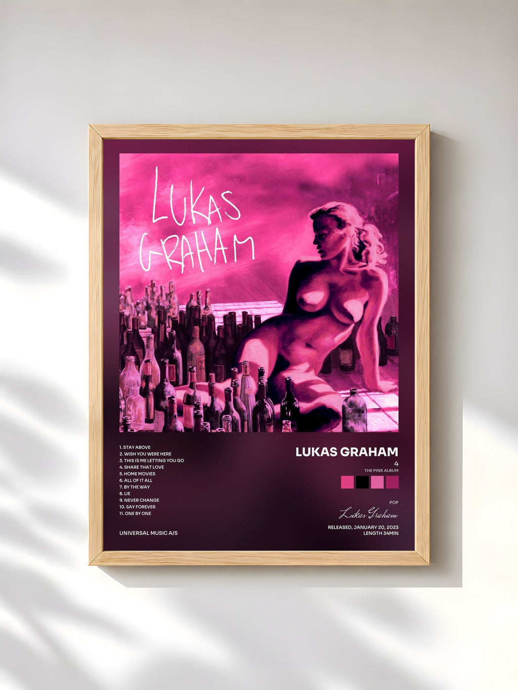 #bois Tableau de l'album 4 (The Pink Album) de Lukas Graham, cadre en bois brut, imprimé et encadré en France