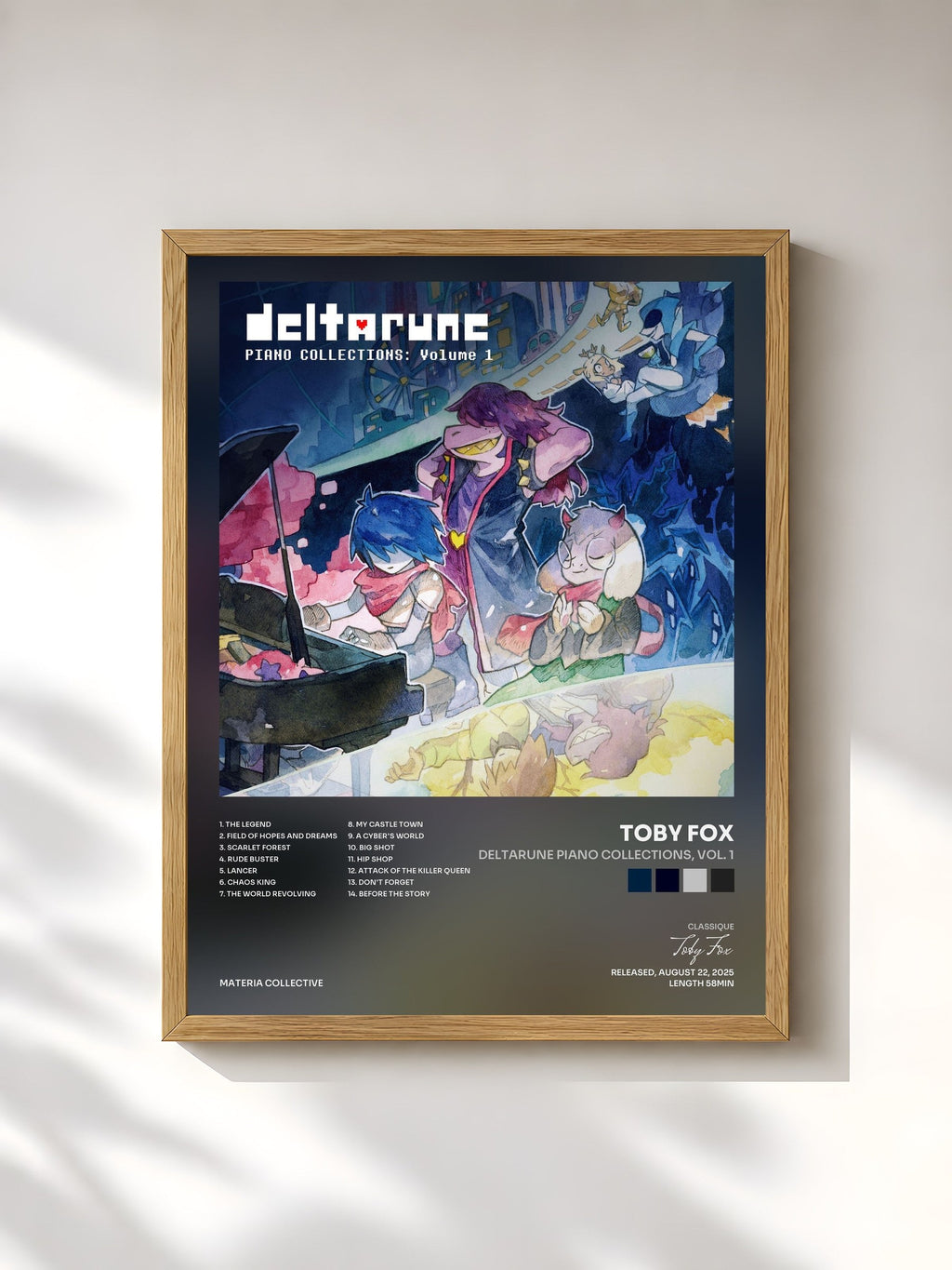#bois Tableau de l'album DELTARUNE Piano Collections, Vol. 1 de Toby Fox, cadre en bois brut, imprimé et encadré en France