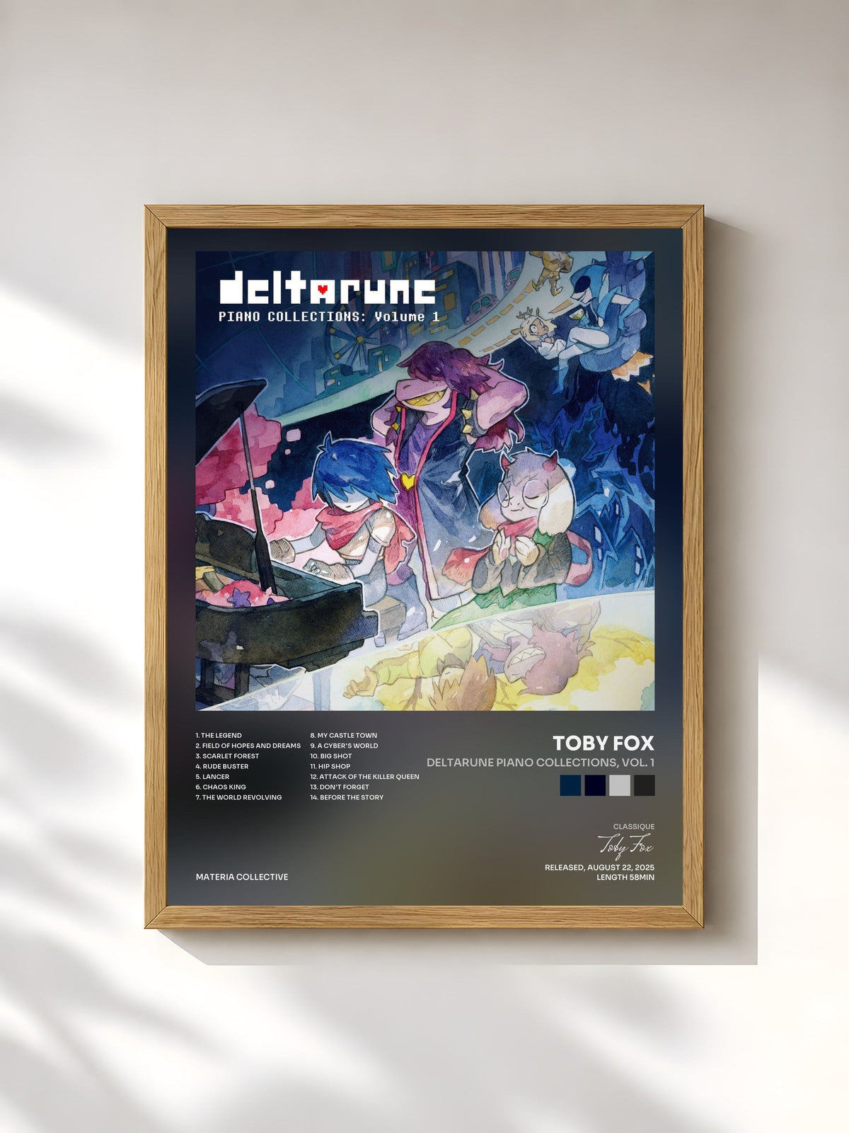 #bois Tableau de l'album DELTARUNE Piano Collections, Vol. 1 de Toby Fox, cadre en bois brut, imprimé et encadré en France