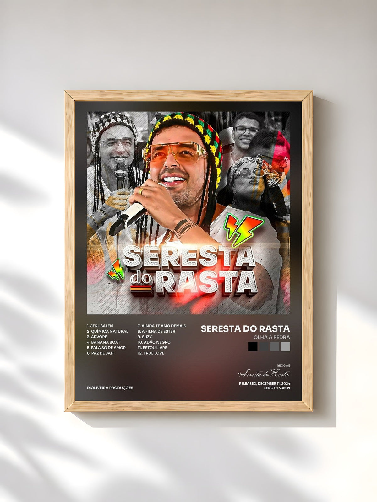 #bois Tableau de l'album Olha a Pedra de Seresta do Rasta, cadre en bois brut, imprimé et encadré en France