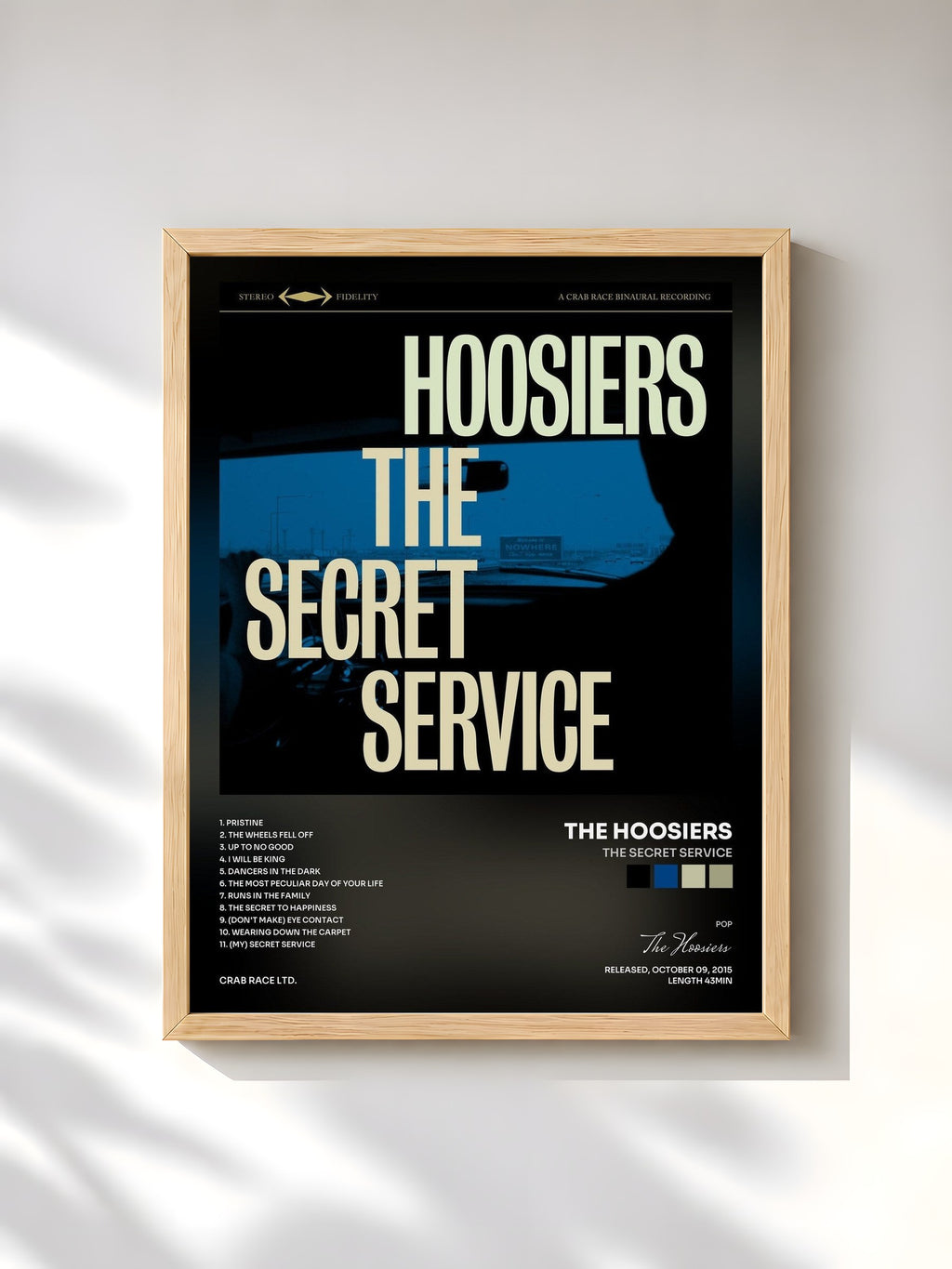 #bois Tableau de l'album The Secret Service de The Hoosiers, cadre en bois brut, imprimé et encadré en France