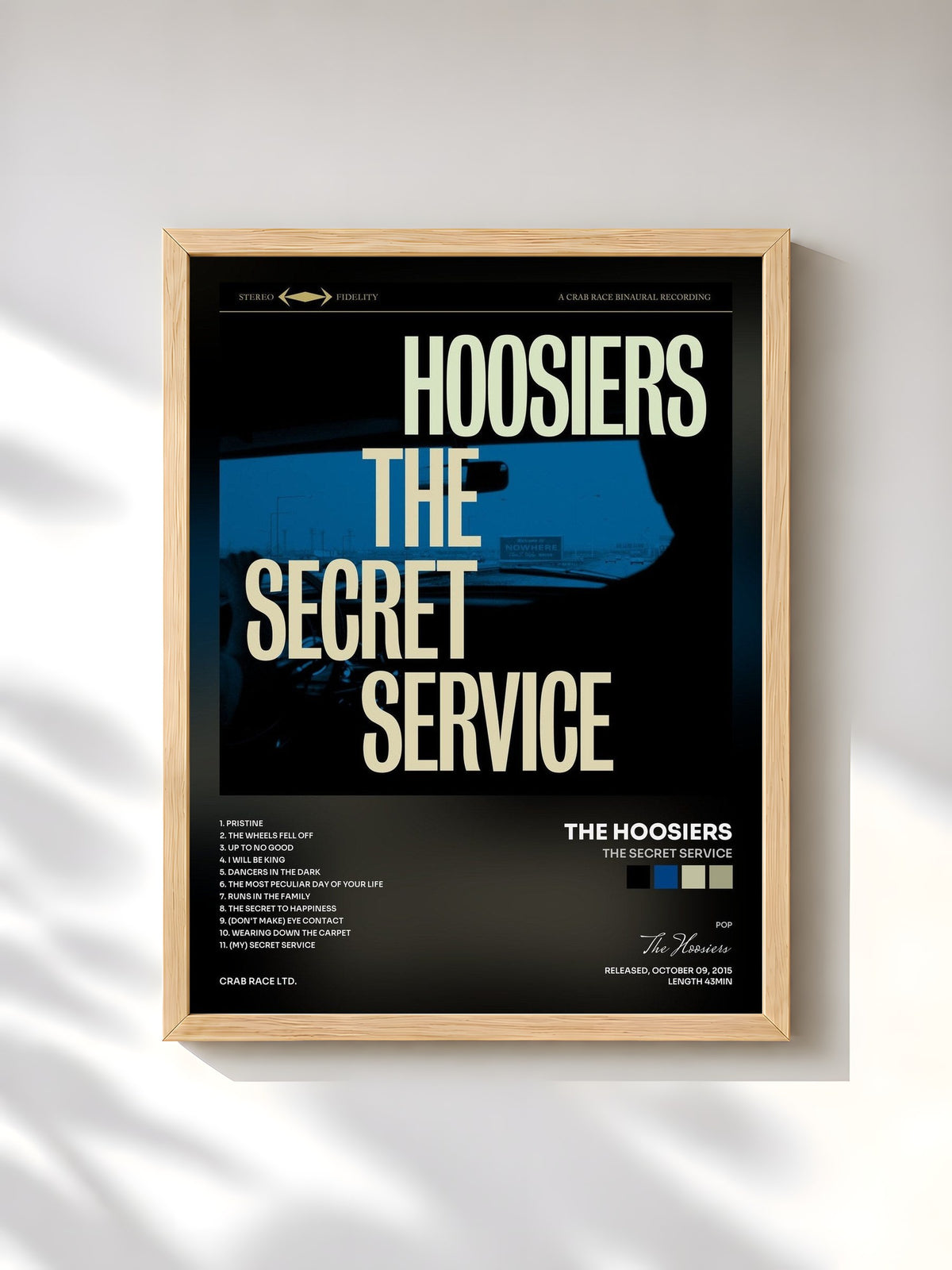 #bois Tableau de l'album The Secret Service de The Hoosiers, cadre en bois brut, imprimé et encadré en France