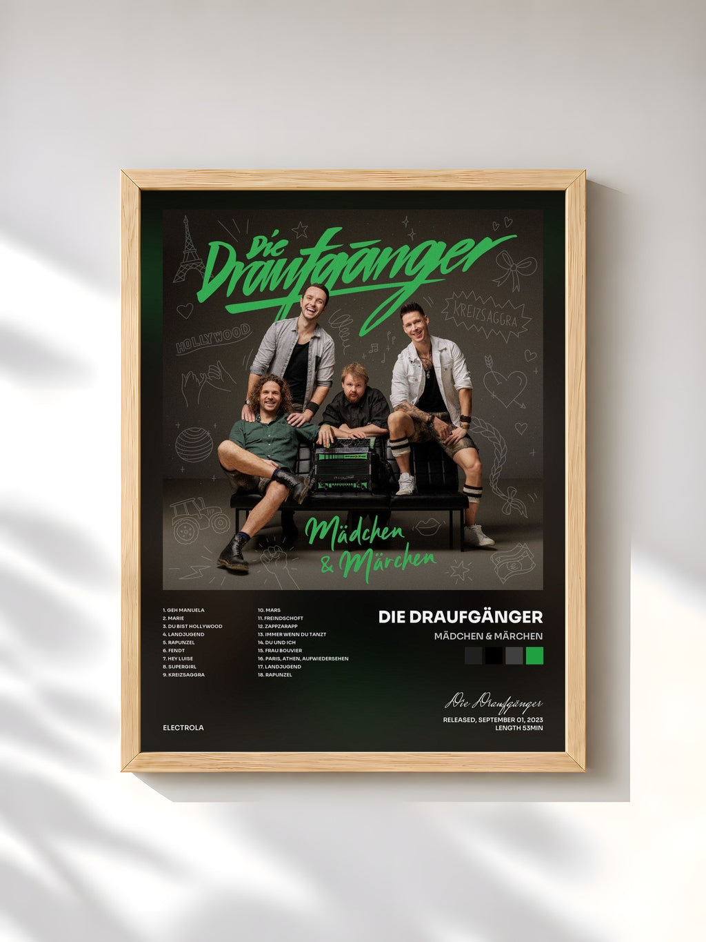#bois Tableau de l'album Mädchen & Märchen de Die Draufgänger, cadre en bois brut, imprimé et encadré en France