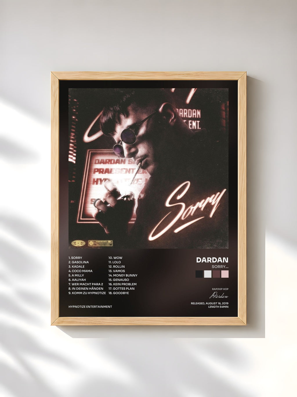 #bois Tableau de l'album SORRY... de Dardan, cadre en bois brut, imprimé et encadré en France