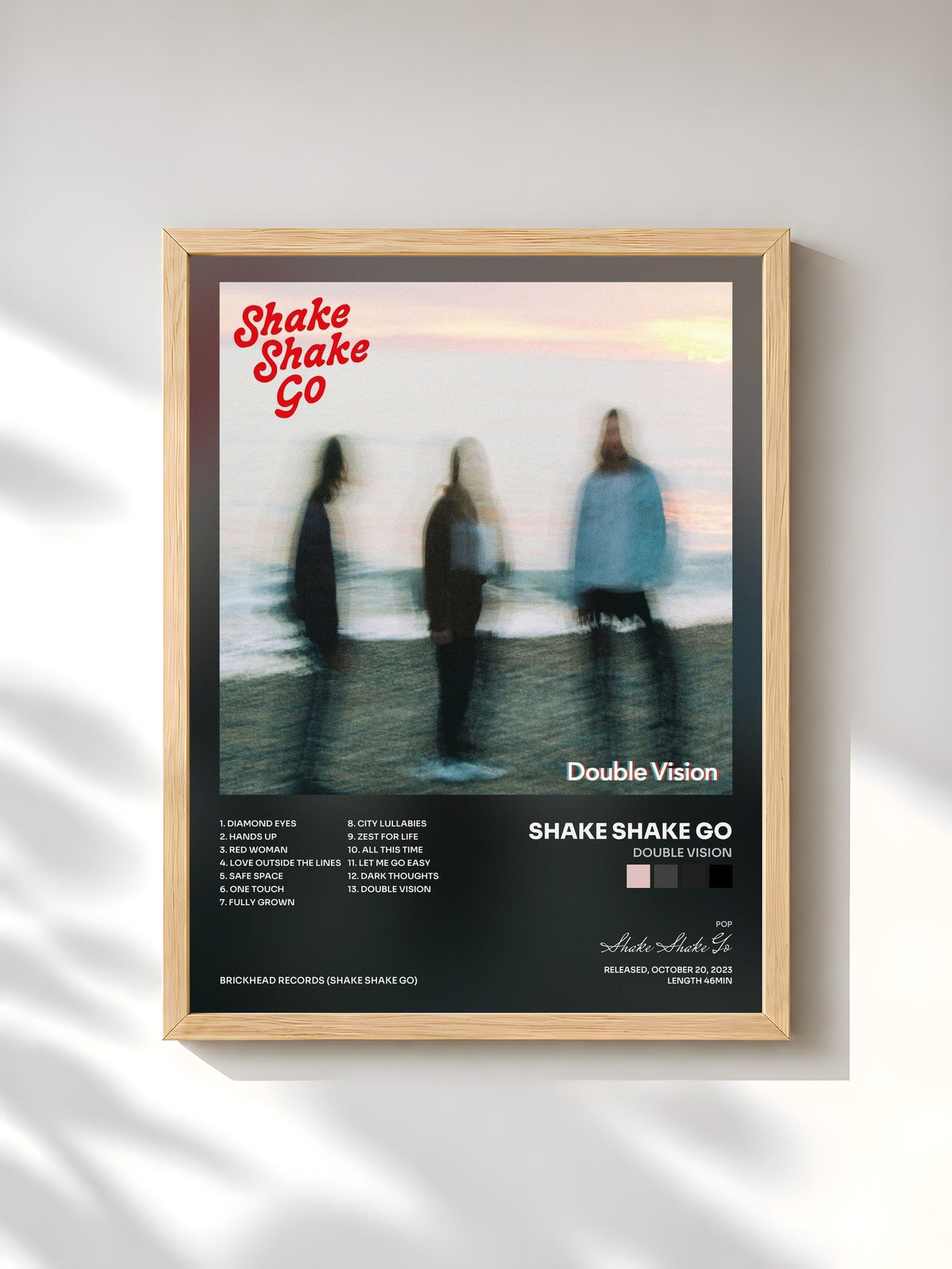 #bois Tableau de l'album Double Vision de Shake Shake Go, cadre en bois brut, imprimé et encadré en France