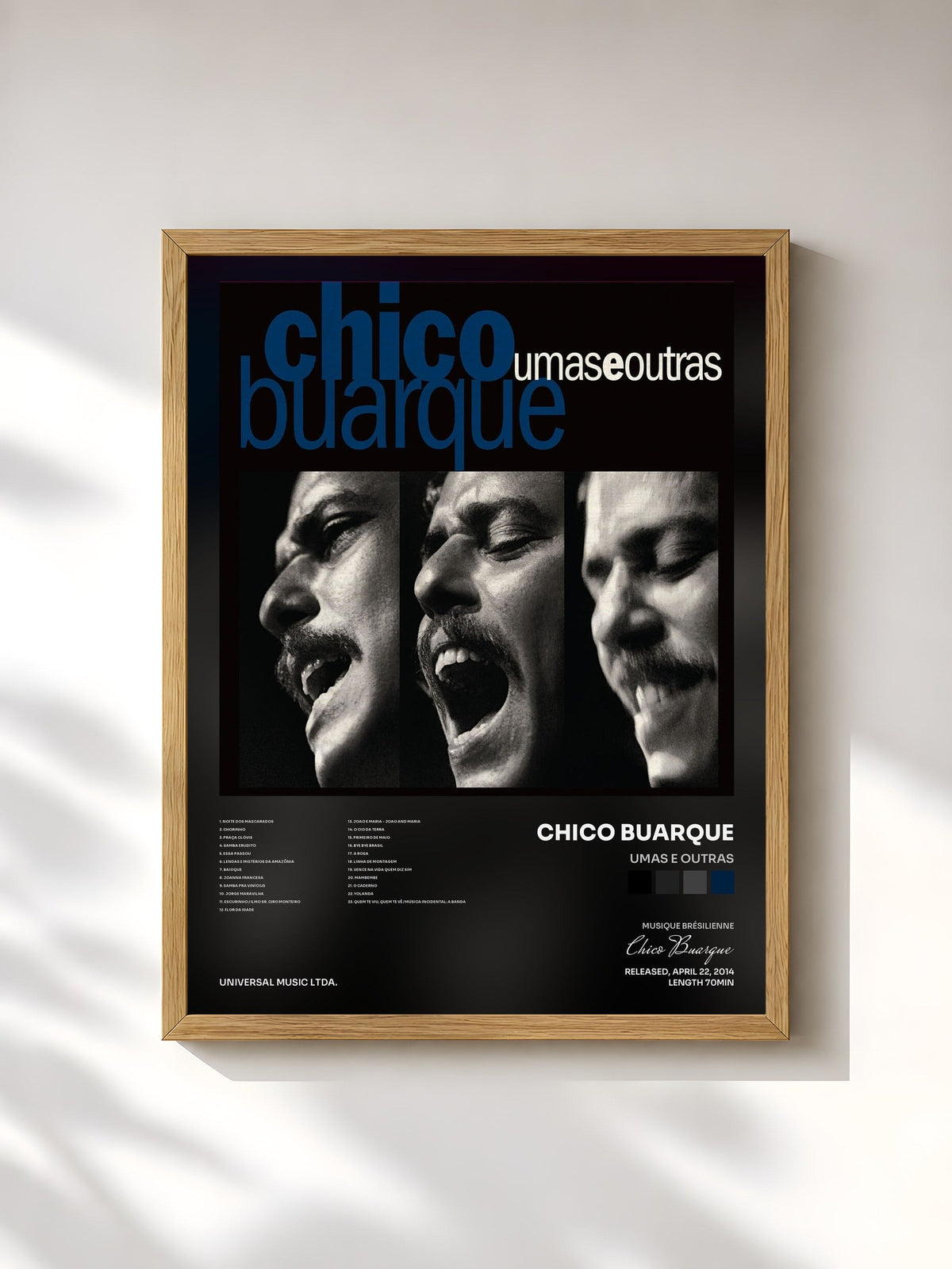 #bois Tableau de l'album Umas E Outras de Chico Buarque, cadre en bois brut, imprimé et encadré en France