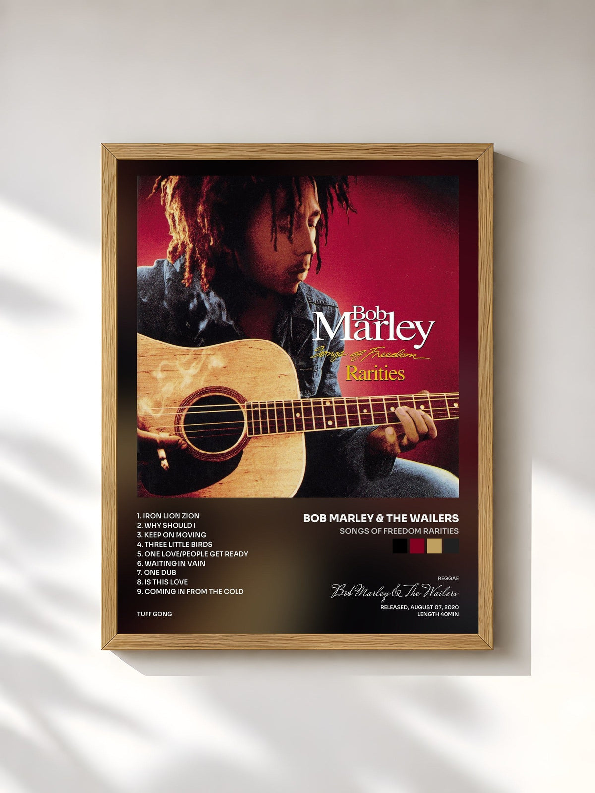 #bois Tableau de l'album Songs Of Freedom Rarities de Bob Marley & The Wailers, cadre en bois brut, imprimé et encadré en France