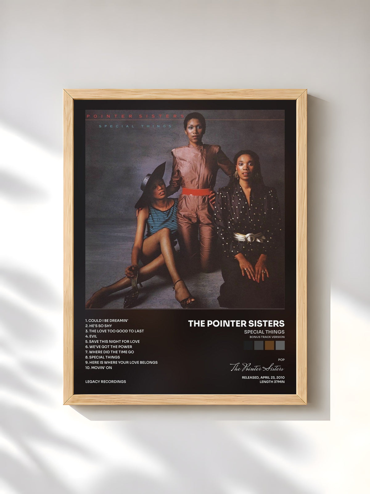 #bois Tableau de l'album Special Things (Bonus Track Version) de The Pointer Sisters, cadre en bois brut, imprimé et encadré en France