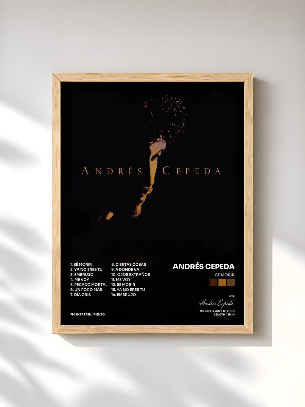 #bois Tableau de l'album Se Morir de Andrés Cepeda, cadre en bois brut, imprimé et encadré en France