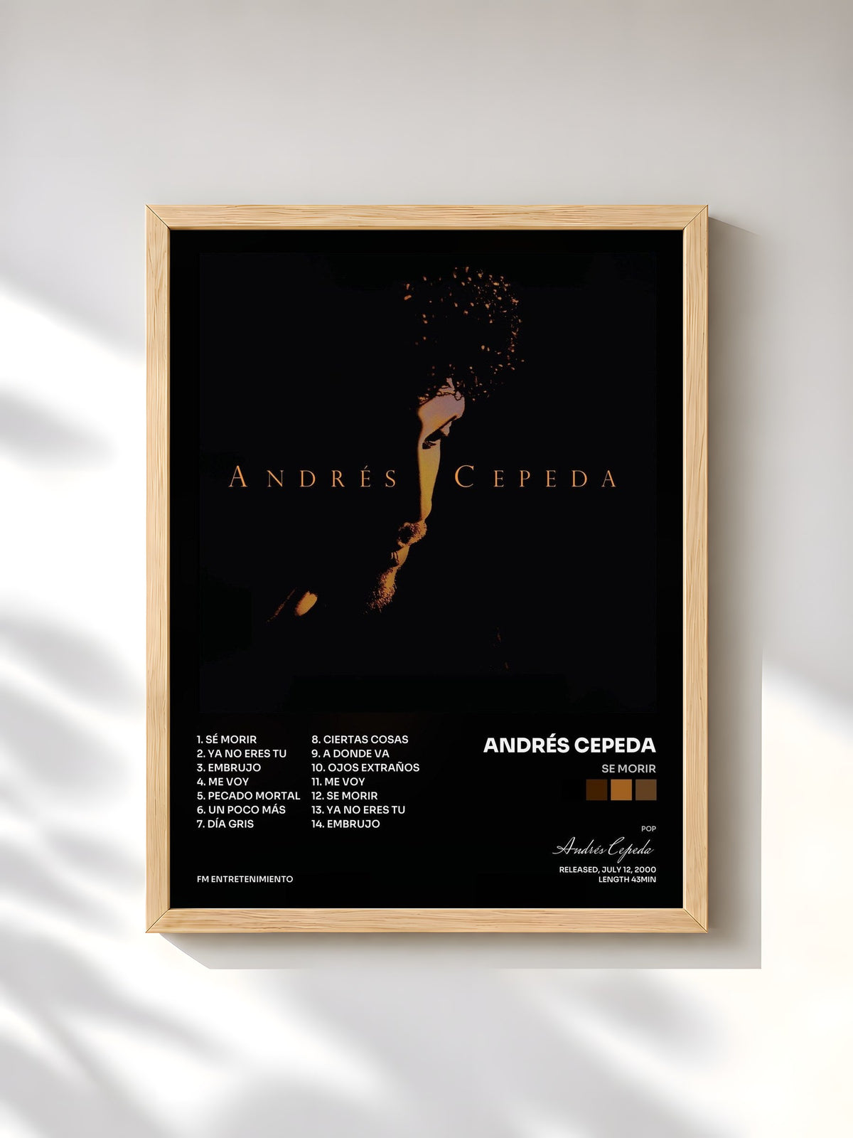 #bois Tableau de l'album Se Morir de Andrés Cepeda, cadre en bois brut, imprimé et encadré en France