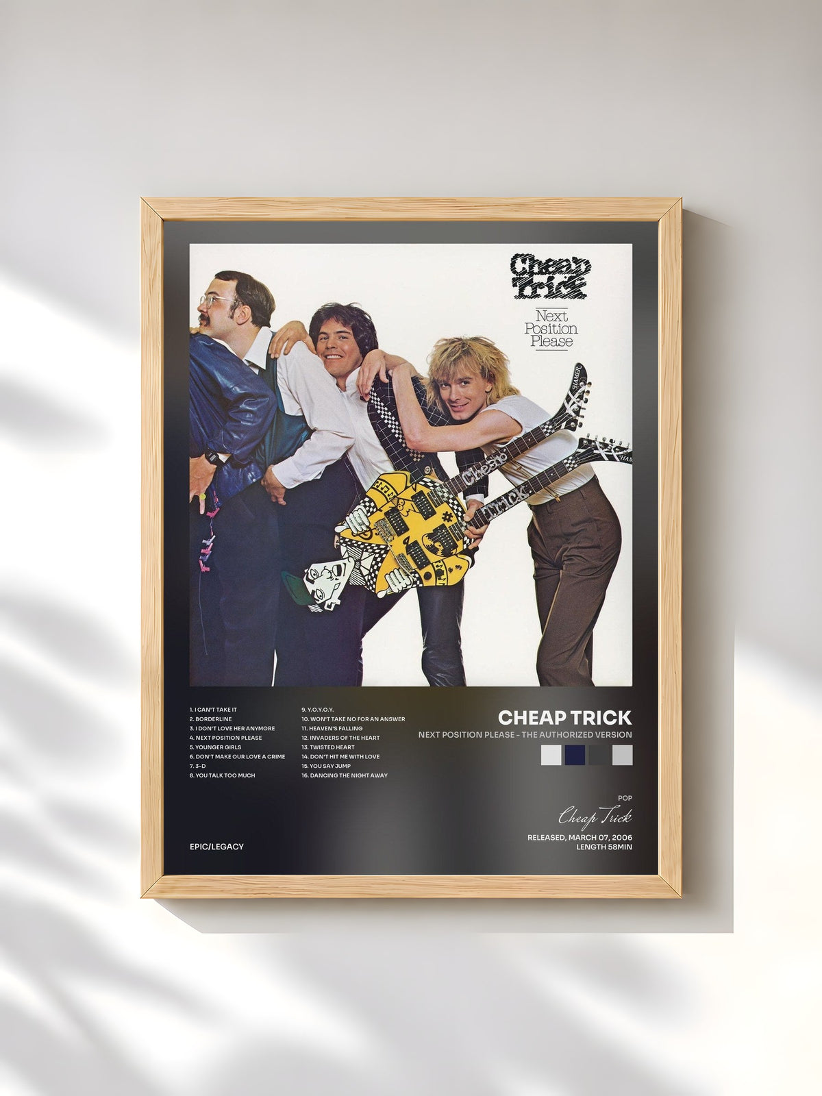 #bois Tableau de l'album Next Position Please - The Authorized Version de Cheap Trick, cadre en bois brut, imprimé et encadré en France