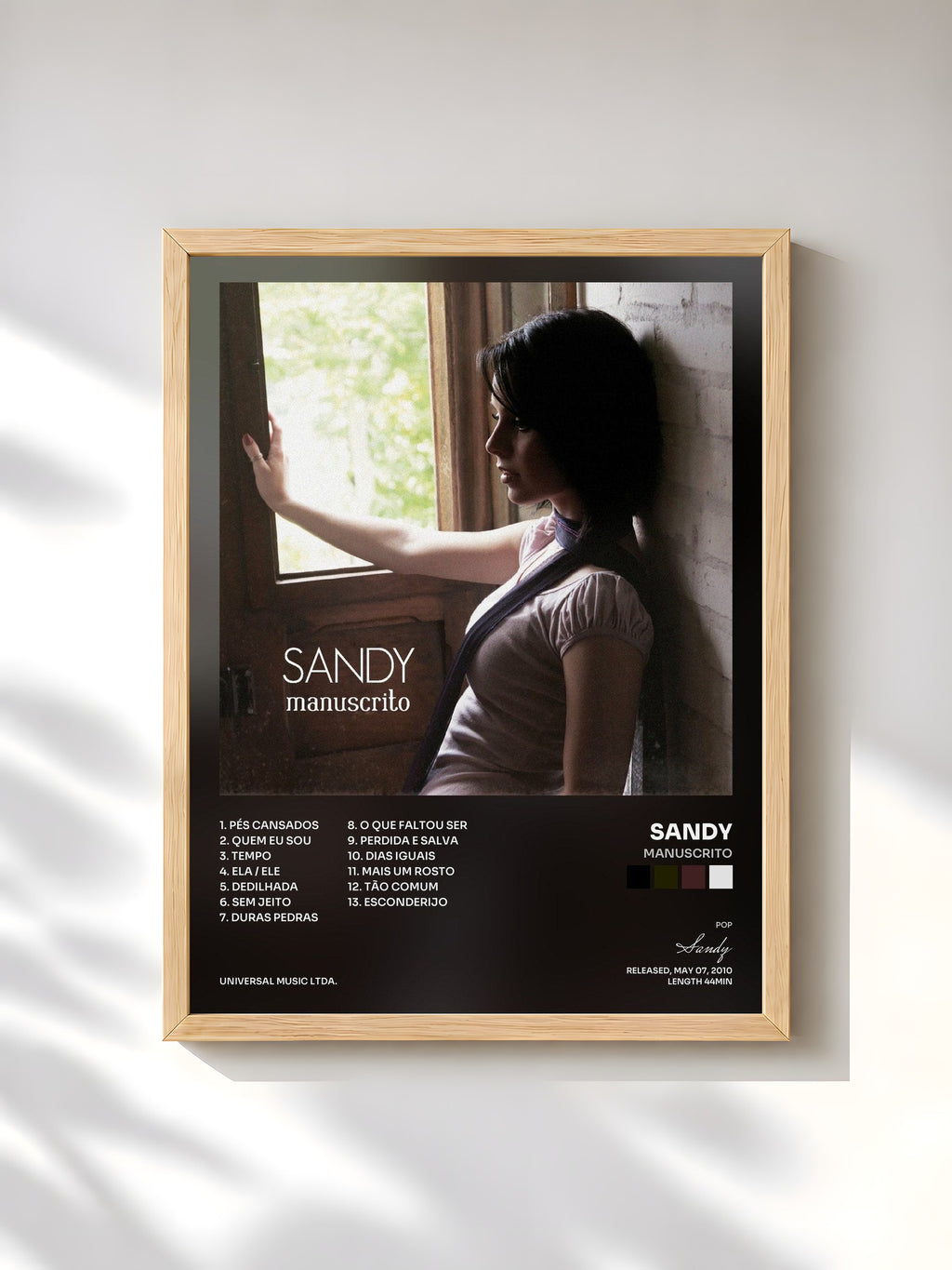 #bois Tableau de l'album Manuscrito de Sandy, cadre en bois brut, imprimé et encadré en France