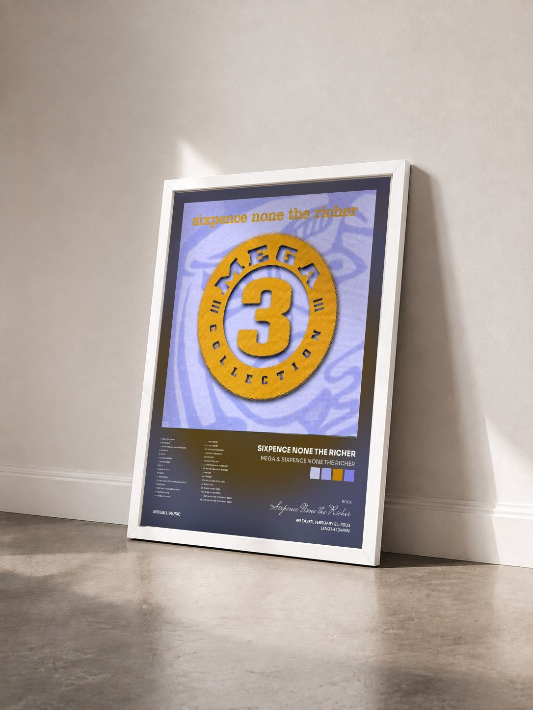 #blanc Tableau de l'album Mega 3: Sixpence None The Richer de Sixpence None the Richer vu de trois quarts, cadre blanc
