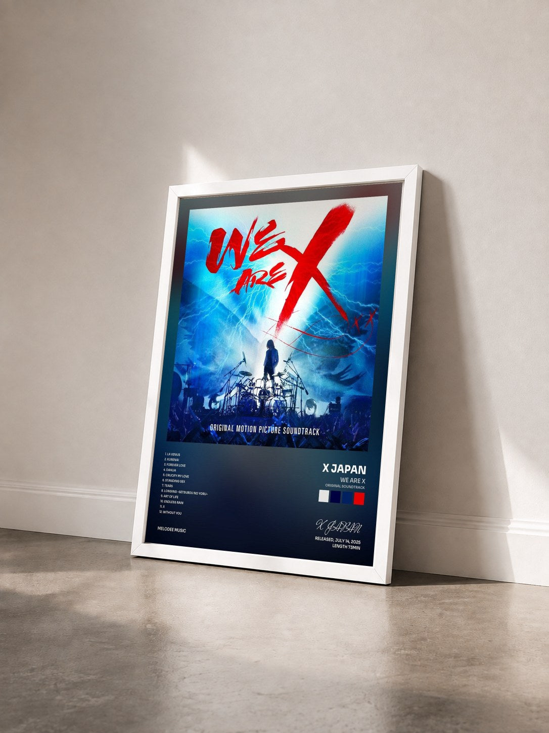 #blanc Tableau de l'album We Are X (Original Soundtrack) de X JAPAN vu de trois quarts, cadre blanc