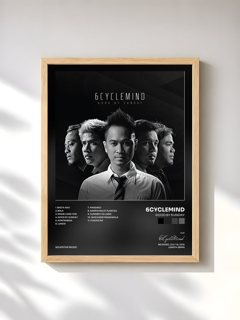 #bois Tableau de l'album Good by Sunday de 6CycleMind, cadre en bois brut, imprimé et encadré en France