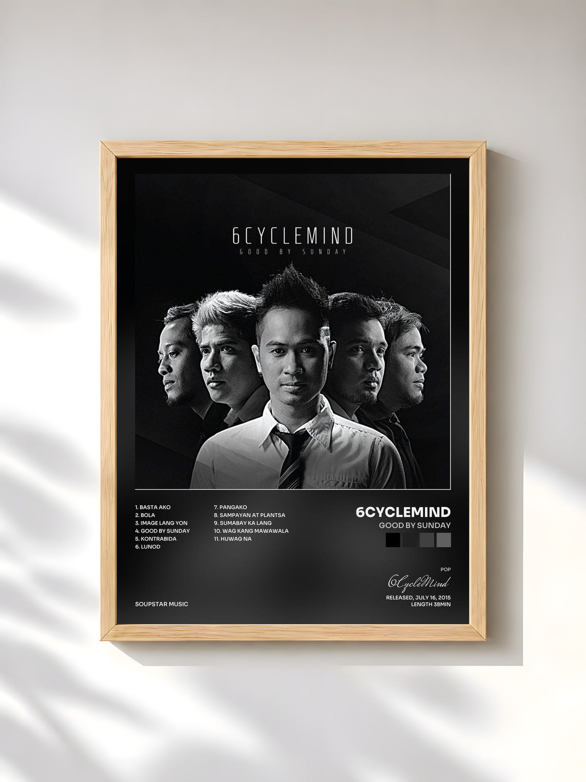 #bois Tableau de l'album Good by Sunday de 6CycleMind, cadre en bois brut, imprimé et encadré en France