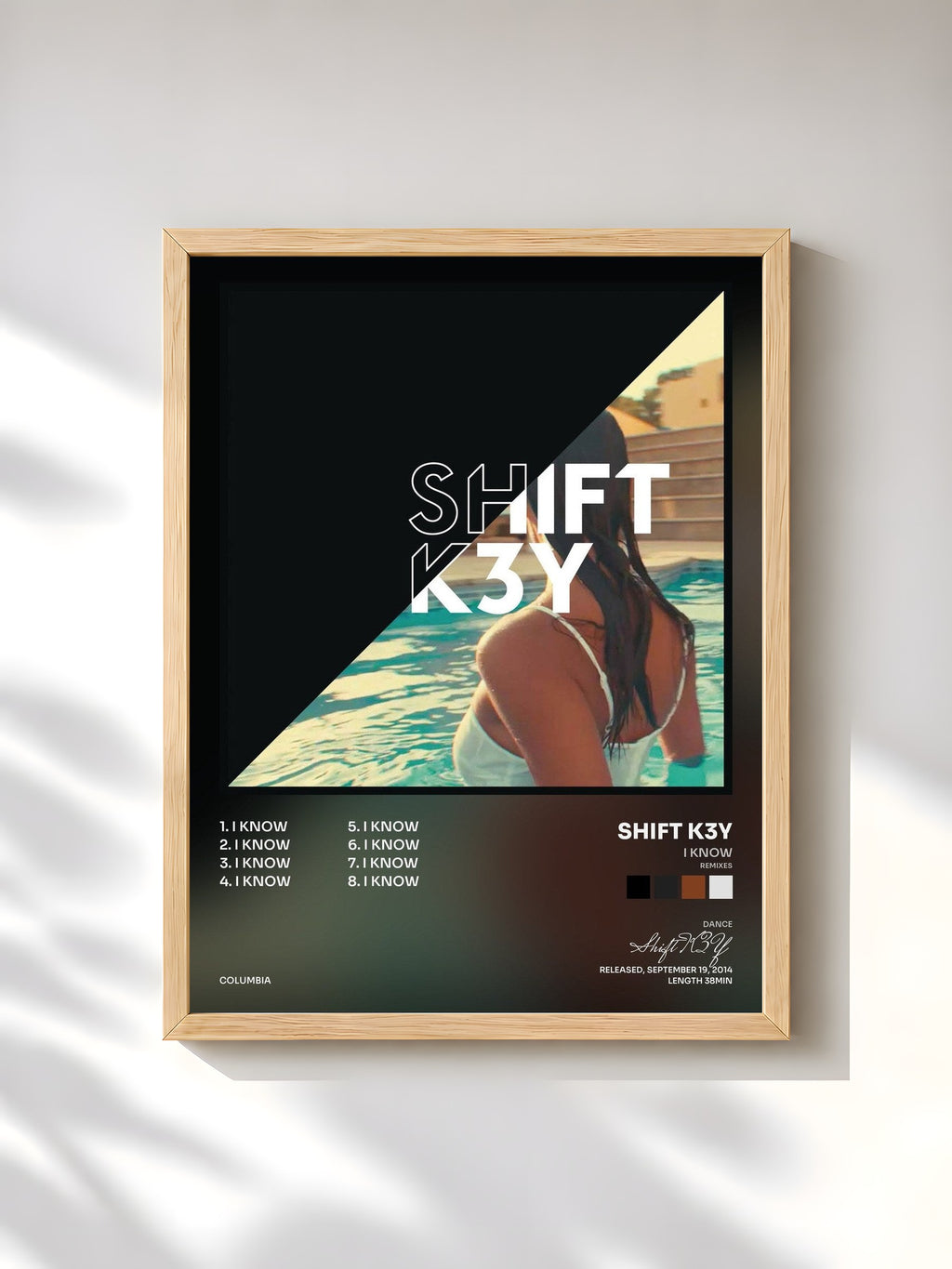 #bois Tableau de l'album I Know (Remixes) de Shift K3Y, cadre en bois brut, imprimé et encadré en France