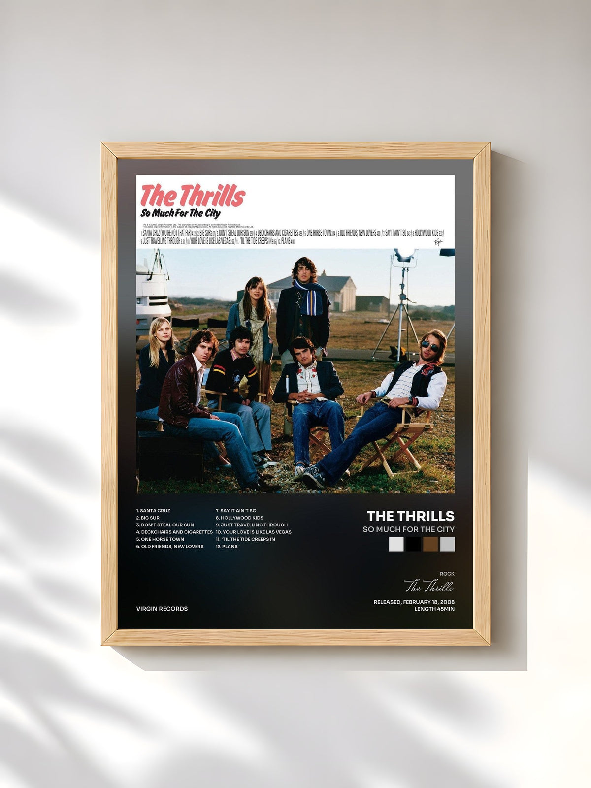 #bois Tableau de l'album So Much For The City de The Thrills, cadre en bois brut, imprimé et encadré en France