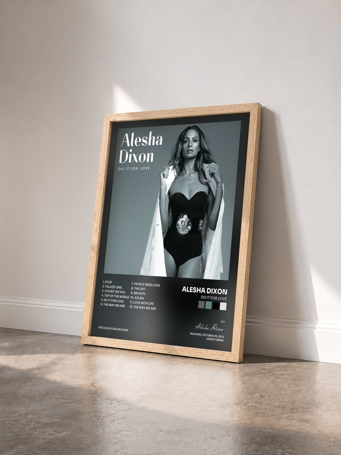 #bois Tableau de l'album Do It For Love de Alesha Dixon vu de trois quarts, cadre en bois brut