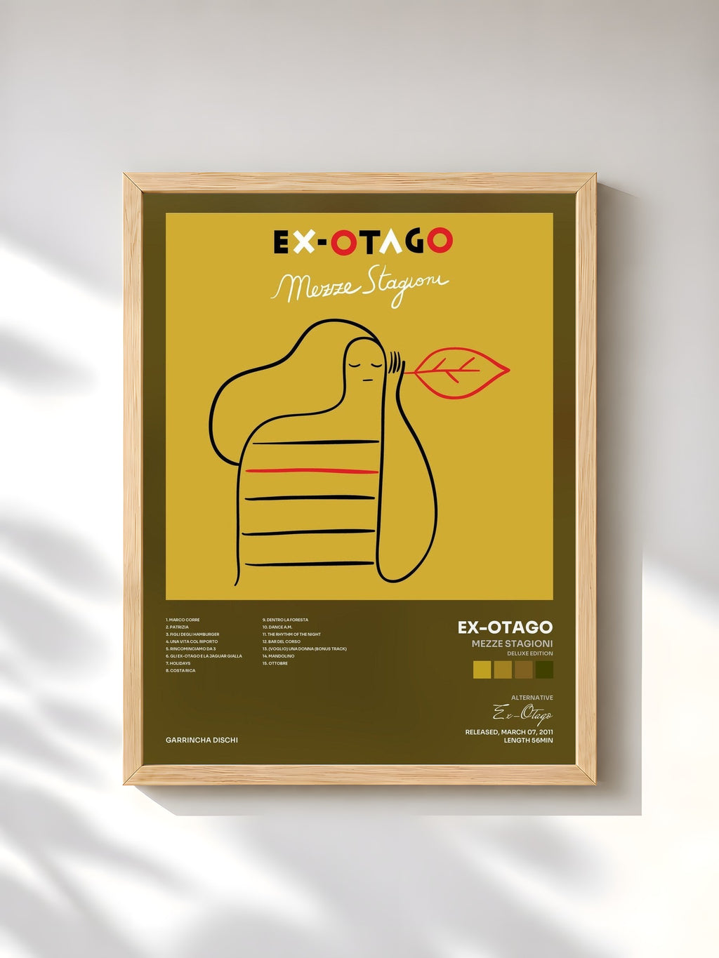#bois Tableau de l'album Mezze stagioni (Deluxe Edition) de Ex-Otago, cadre en bois brut, imprimé et encadré en France