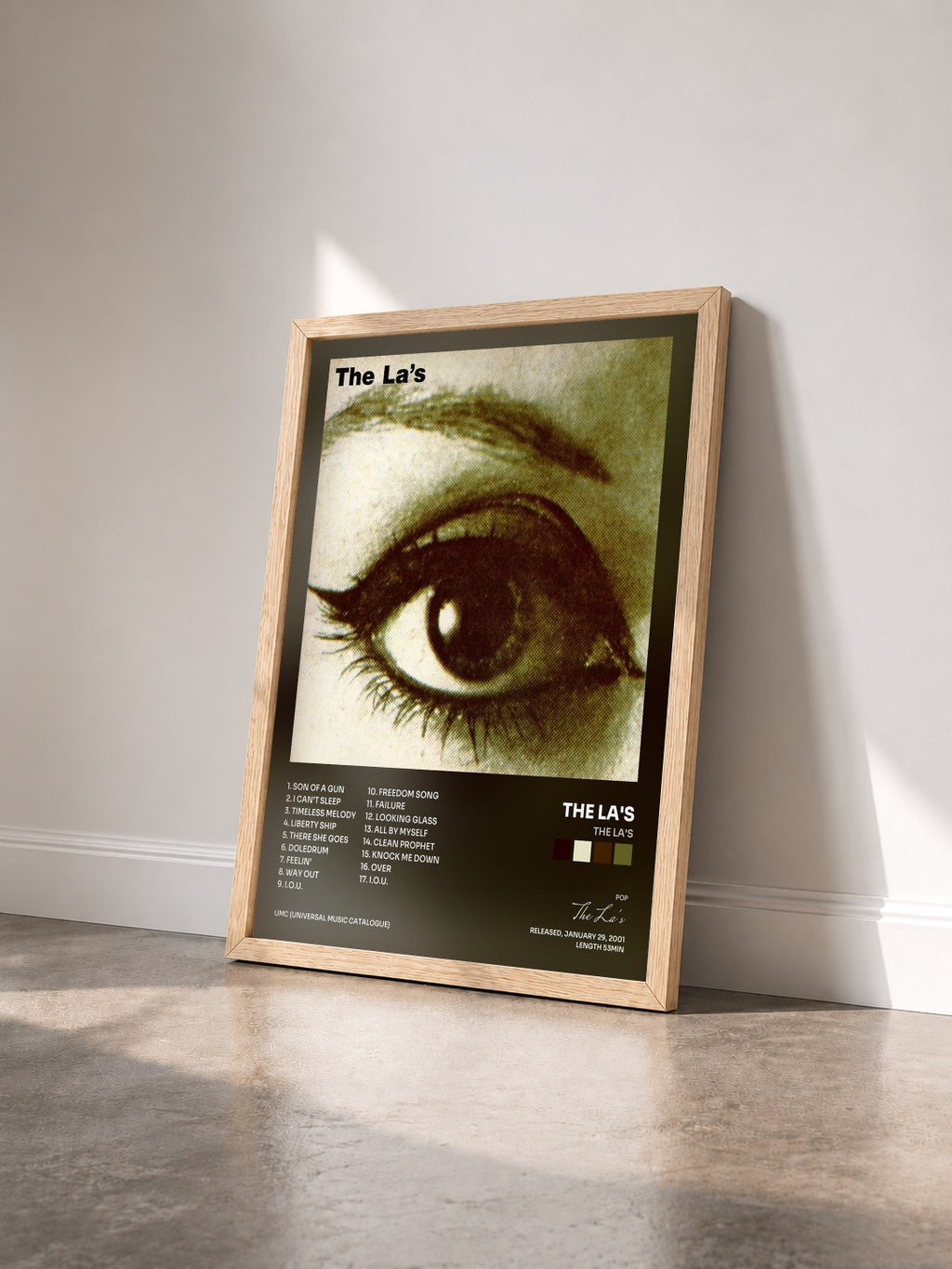 #bois Tableau de l'album The La's de The La's vu de trois quarts, cadre en bois brut
