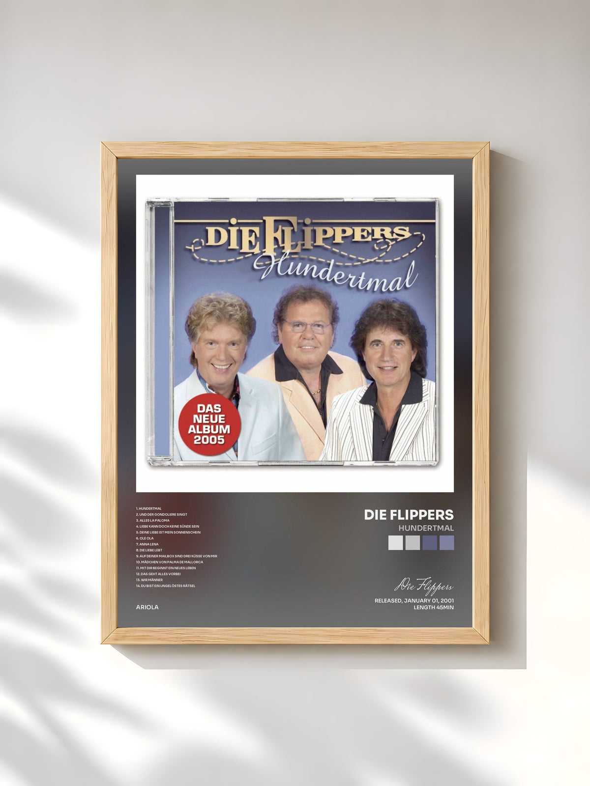 #bois Tableau de l'album Hundertmal de Die Flippers, cadre en bois brut, imprimé et encadré en France