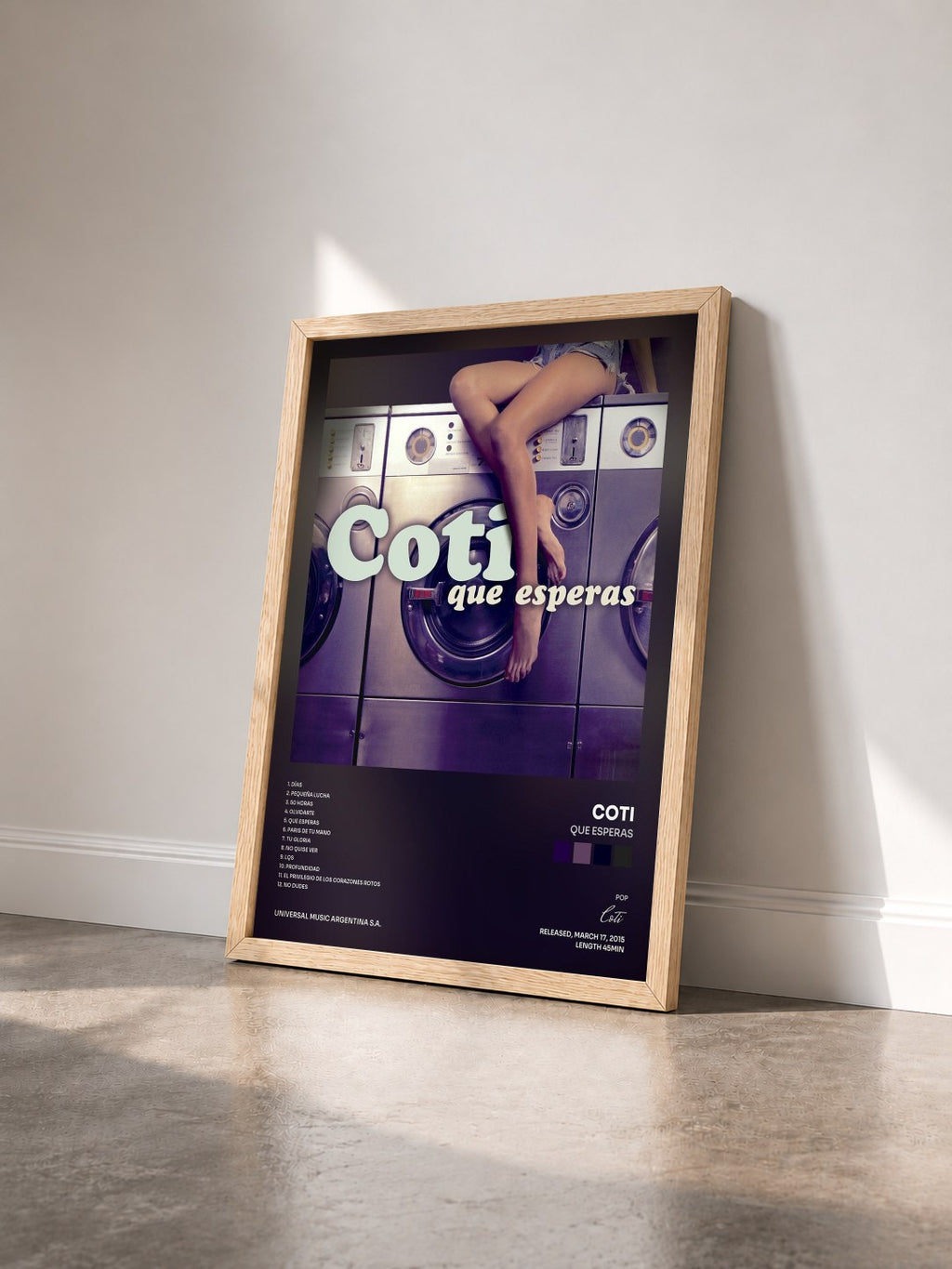 #bois Tableau de l'album Que Esperas de Coti vu de trois quarts, cadre en bois brut