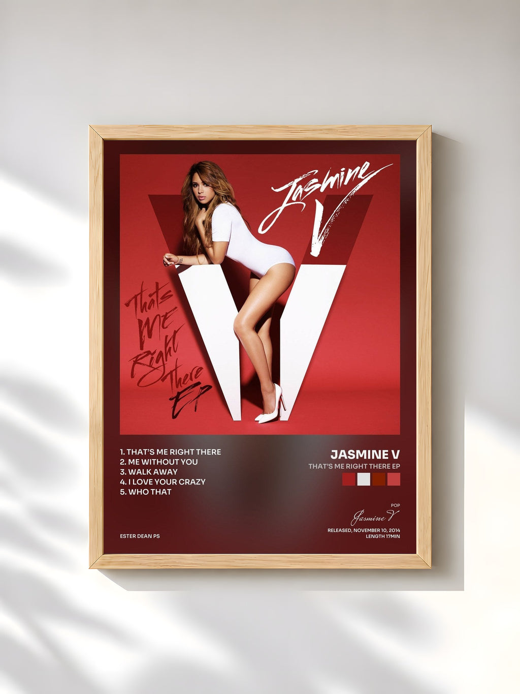 #bois Tableau de l'album That’s Me Right There EP de Jasmine V, cadre en bois brut, imprimé et encadré en France