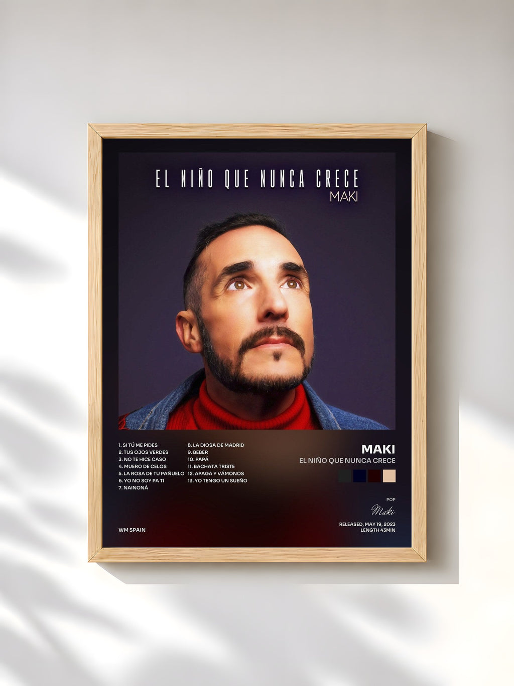 #bois Tableau de l'album El niño que nunca crece de Maki, cadre en bois brut, imprimé et encadré en France