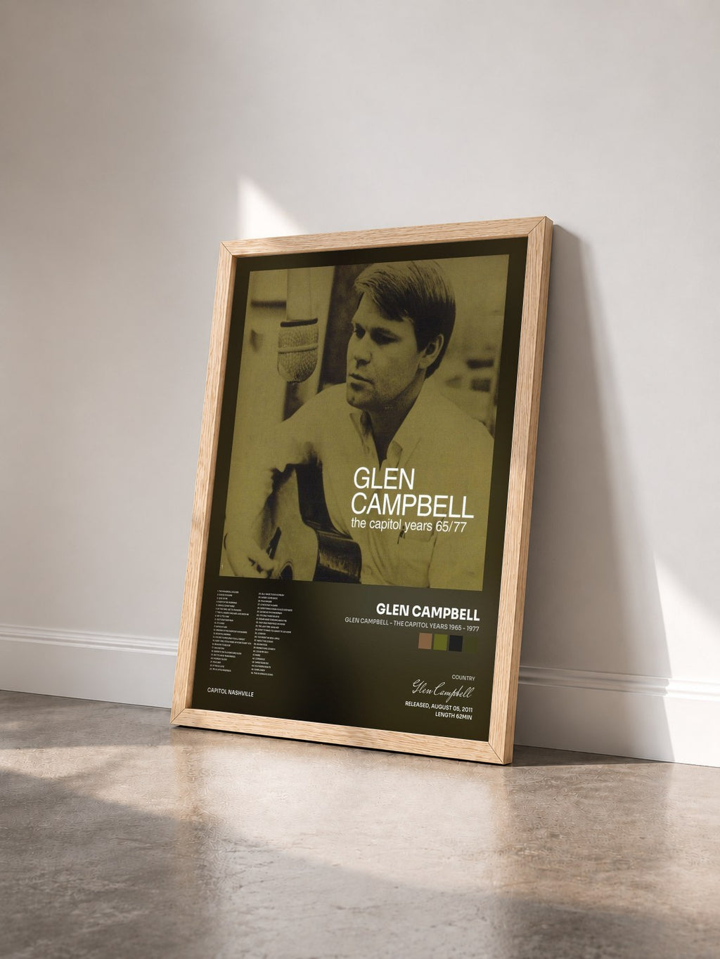 #bois Tableau de l'album Glen Campbell - The Capitol Years 1965 - 1977 de Glen Campbell vu de trois quarts, cadre en bois brut