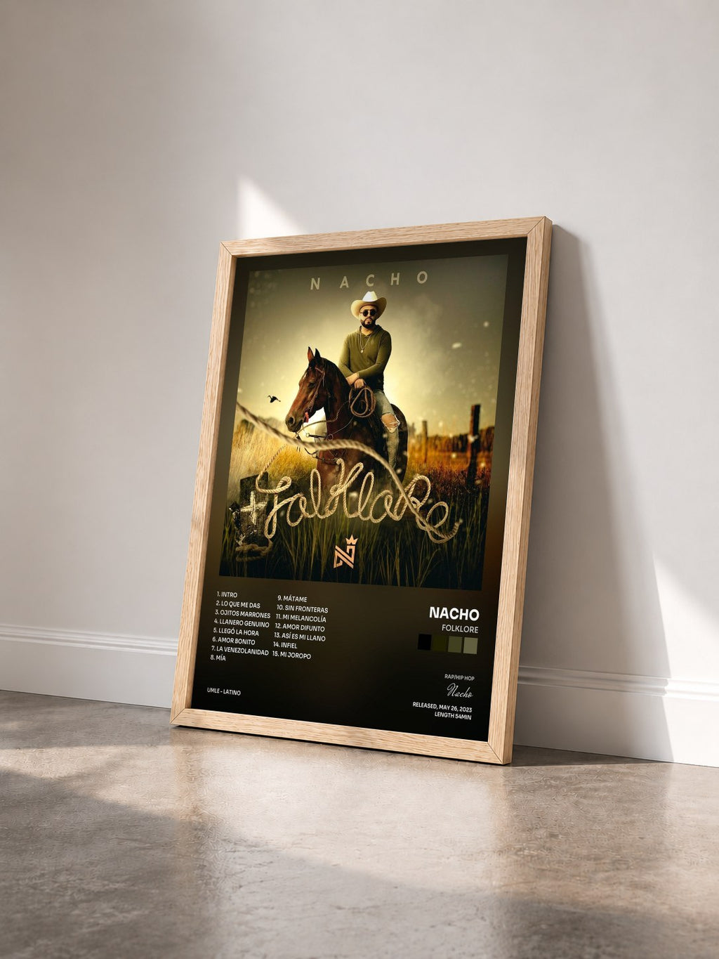 #bois Tableau de l'album Folklore de Nacho vu de trois quarts, cadre en bois brut