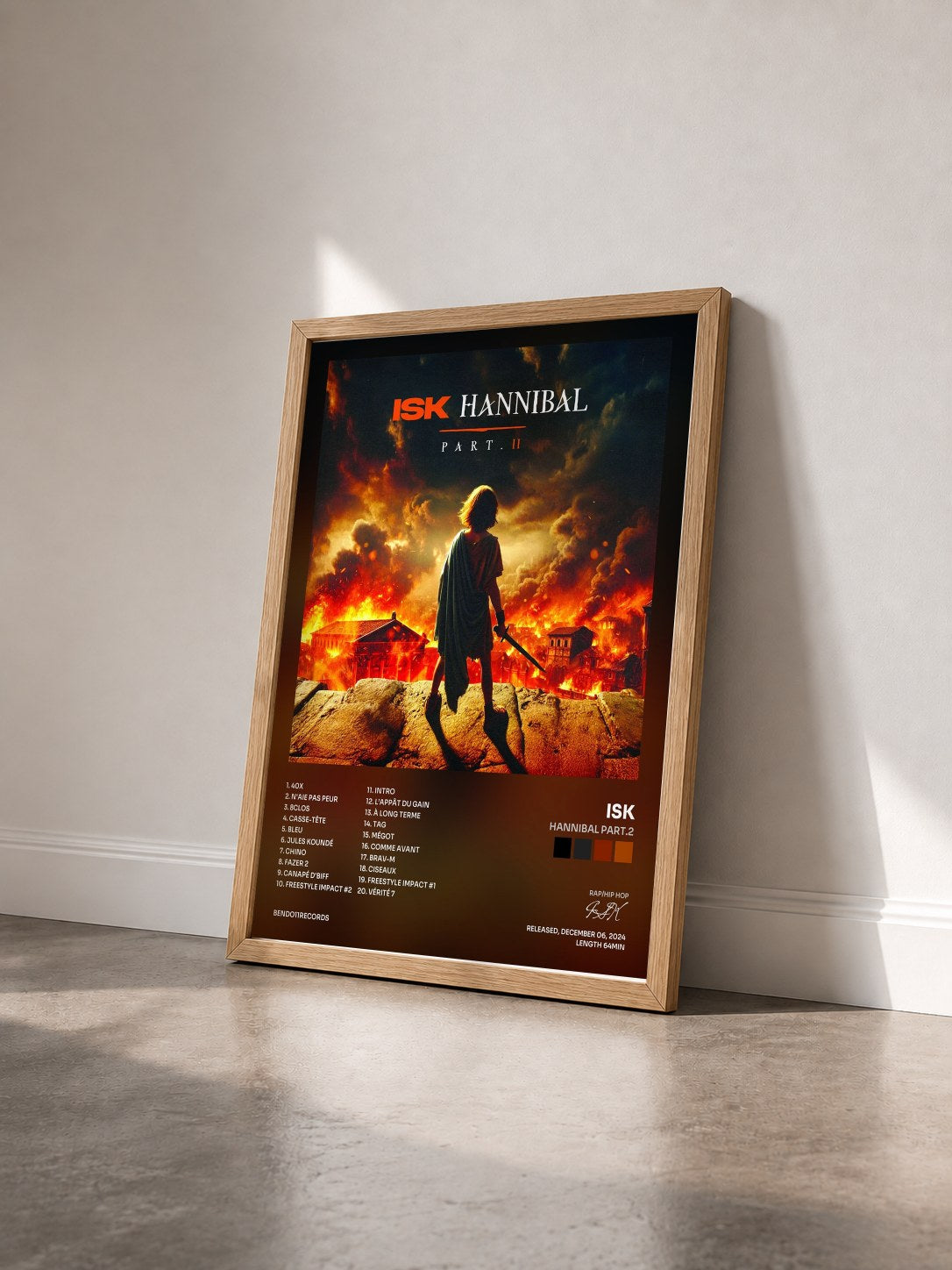 #bois Tableau de l'album Hannibal Part.2 de ISK vu de trois quarts, cadre en bois brut